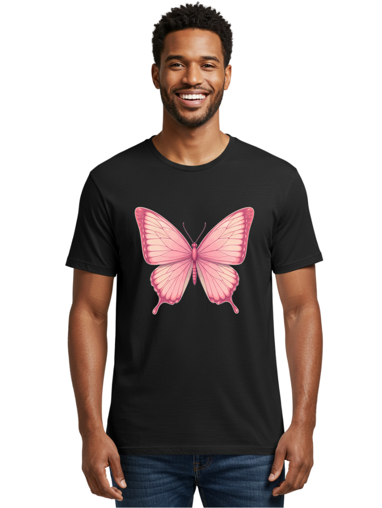 Pink-Butterfly-2 Men'S Graphic Tee, 100% Cotton, Comfortable Casual Summer Wear, Machine Washable, Vintage Camera, Old Camera, Antique Camera, Black Camera, Classic Photography, Photography Equipment, Nostalgic Device, Film Camera, Camera Art Bal087