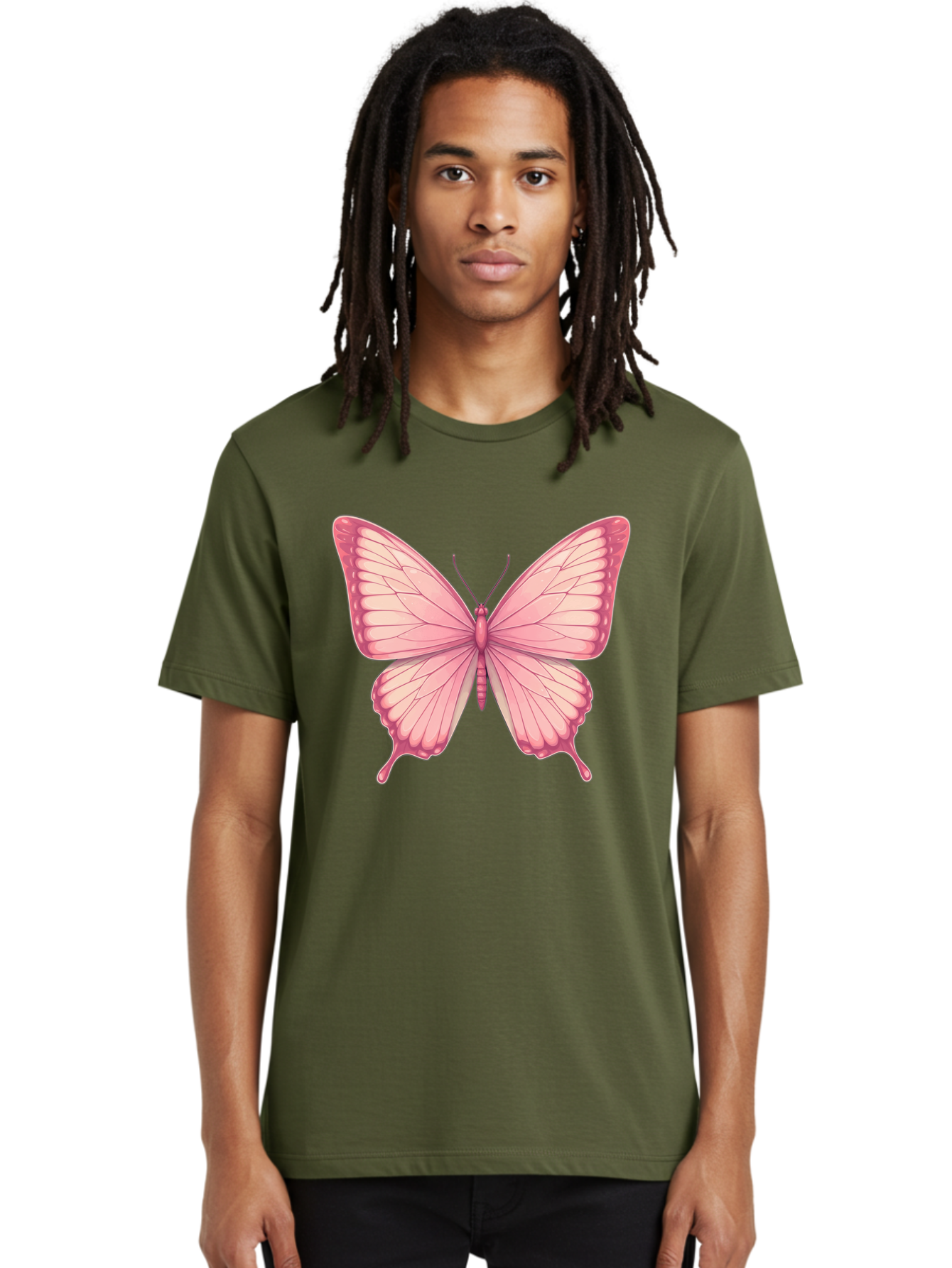 Pink-Butterfly-2 Men'S Graphic Tee, 100% Cotton, Comfortable Casual Summer Wear, Machine Washable, Vintage Camera, Old Camera, Antique Camera, Black Camera, Classic Photography, Photography Equipment, Nostalgic Device, Film Camera, Camera Art Bal087