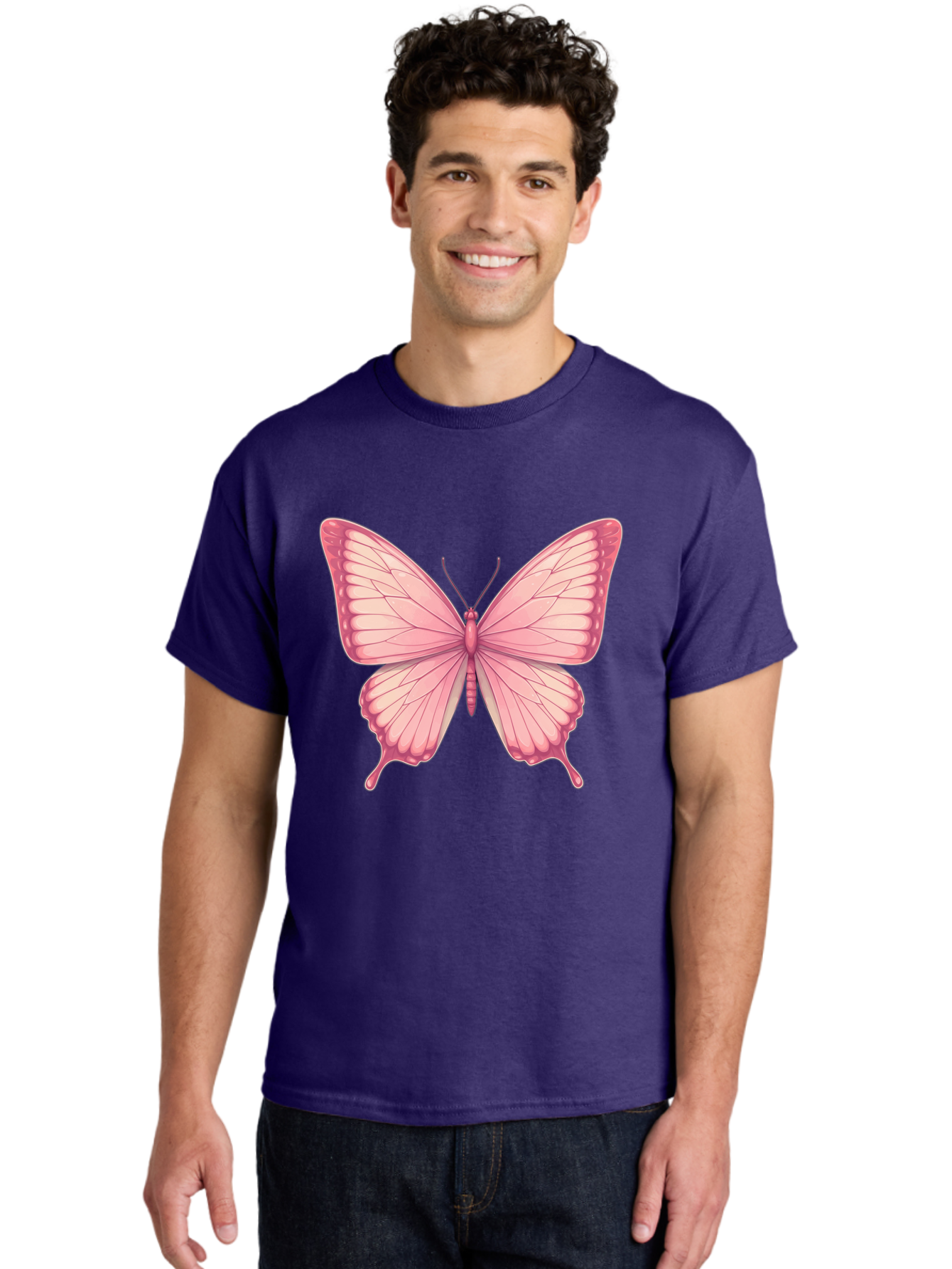 Pink-Butterfly-2 Men'S Graphic Tee, 100% Cotton, Comfortable Casual Summer Wear, Machine Washable, Vintage Camera, Old Camera, Antique Camera, Black Camera, Classic Photography, Photography Equipment, Nostalgic Device, Film Camera, Camera Art Bal087