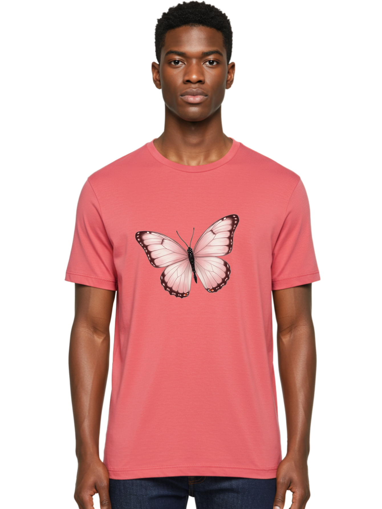 Pink-Butterfly Men'S Graphic Tee, 100% Cotton, Comfortable Casual Summer Wear, Machine Washable, Vintage Camera, Old Camera, Antique Camera, Black Camera, Classic Photography, Photography Equipment, Nostalgic Device, Film Camera, Camera Art Bal089