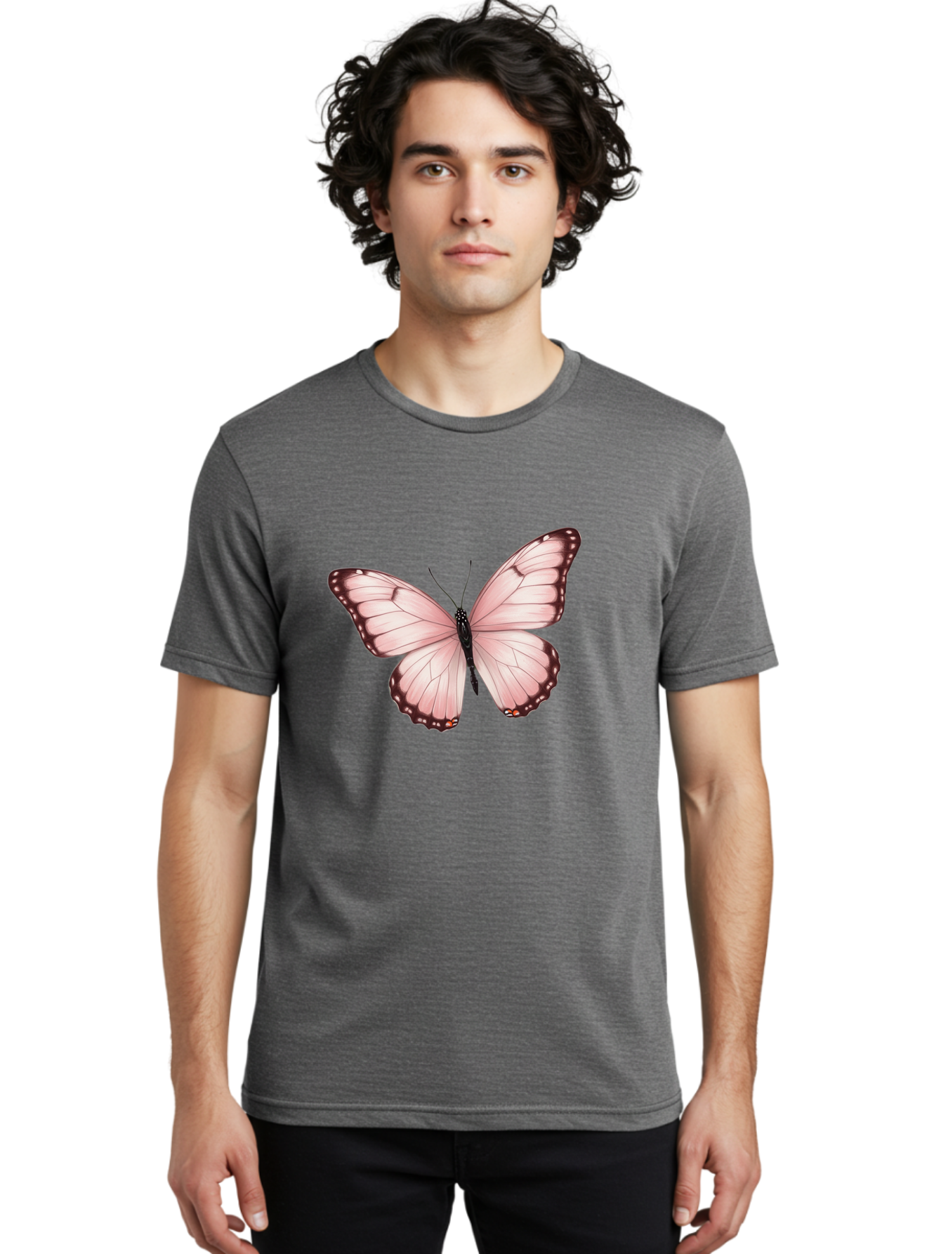Pink-Butterfly Men'S Graphic Tee, 100% Cotton, Comfortable Casual Summer Wear, Machine Washable, Vintage Camera, Old Camera, Antique Camera, Black Camera, Classic Photography, Photography Equipment, Nostalgic Device, Film Camera, Camera Art Bal089