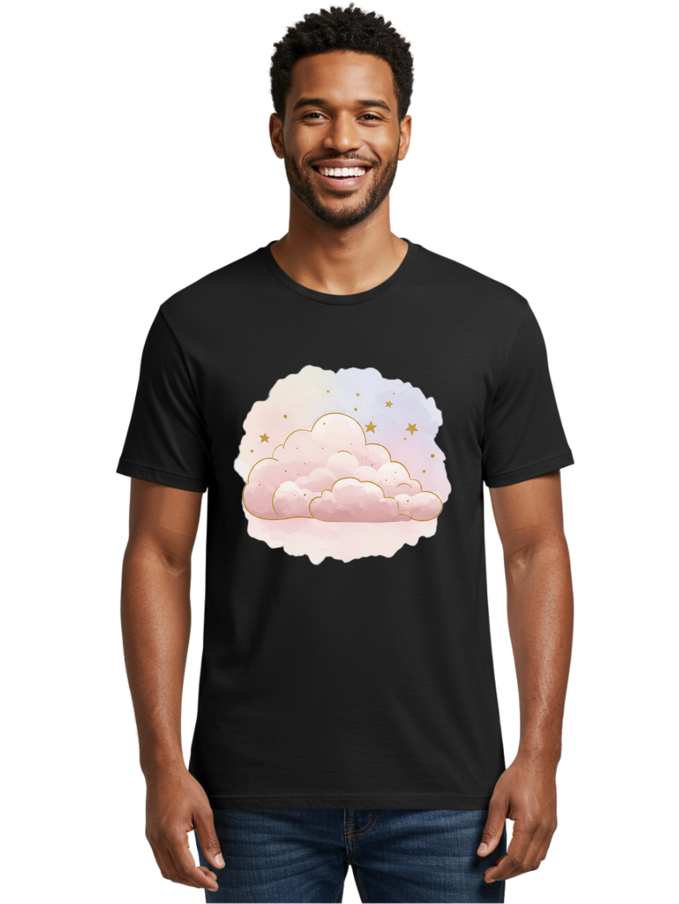 Pink-Clouds-Stars Men'S Graphic Tee, 100% Cotton, Comfortable Casual Summer Wear, Machine Washable, Vintage Camera, Old Camera, Antique Camera, Black Camera, Classic Photography, Photography Equipment, Nostalgic Device, Film Camera, Camera Art Bal092