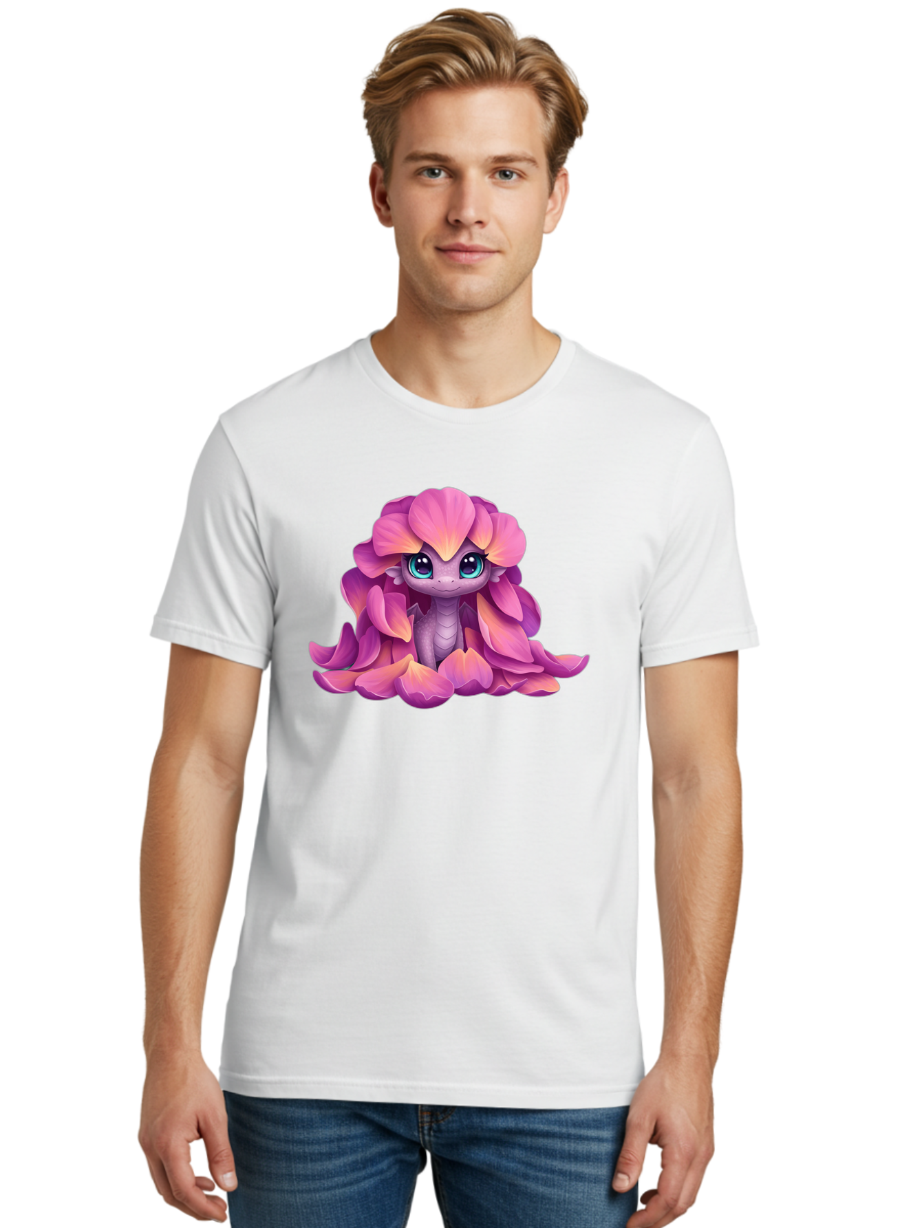 Pink-Flower-Dragon Men'S Graphic Tee, 100% Cotton, Comfortable Casual Summer Wear, Machine Washable, Vintage Camera, Old Camera, Antique Camera, Black Camera, Classic Photography, Photography Equipment, Nostalgic Device, Film Camera, Bal124