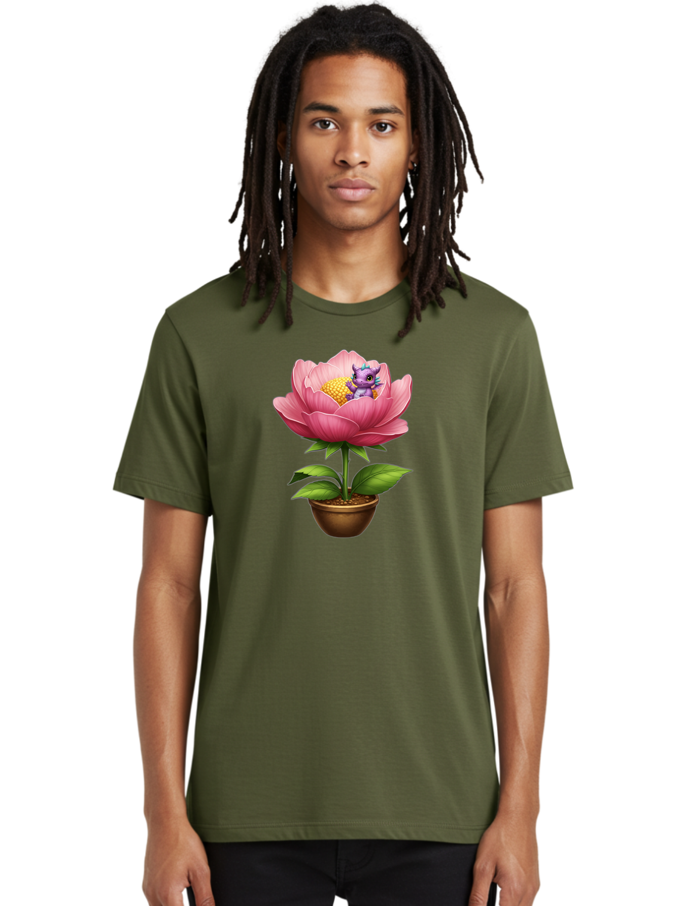 Pink-Flower-With-Purple-Dragon Men'S Graphic Tee, 100% Cotton, Comfortable Casual Summer Wear, Machine Washable, Vintage Camera, Old Camera, Antique Camera, Black Camera, Classic Photography, Photography Equipment, Nostalgic Device, Bal125