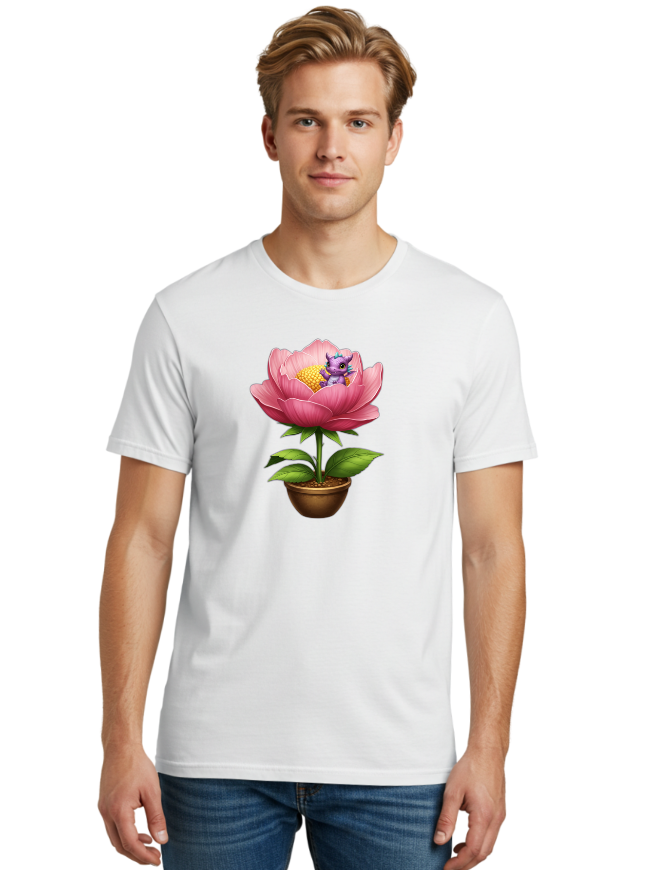 Pink-Flower-With-Purple-Dragon Men'S Graphic Tee, 100% Cotton, Comfortable Casual Summer Wear, Machine Washable, Vintage Camera, Old Camera, Antique Camera, Black Camera, Classic Photography, Photography Equipment, Nostalgic Device, Bal125