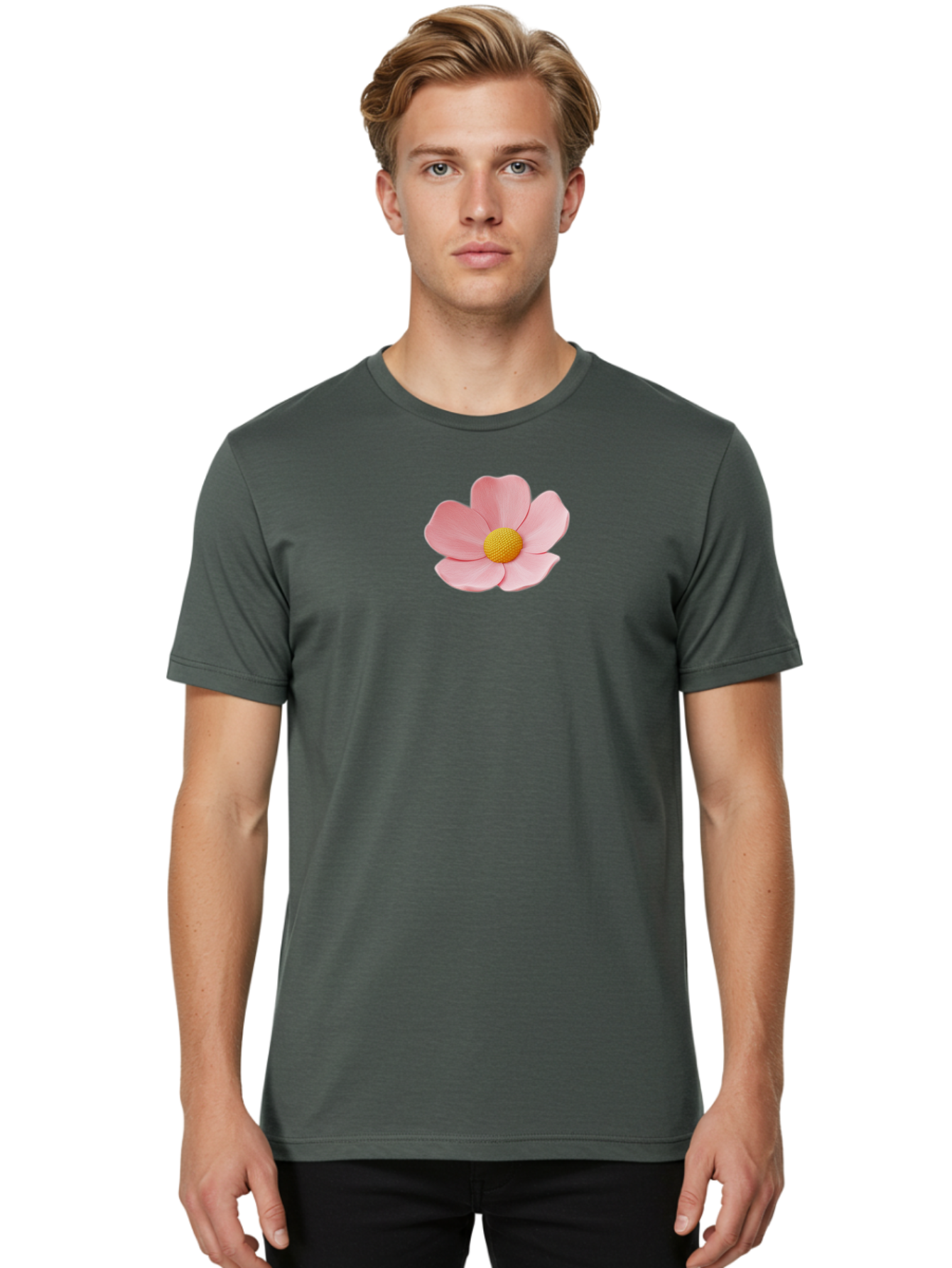 Pink-Flower Men'S Graphic Tee, 100% Cotton, Comfortable Casual Summer Wear, Machine Washable, Vintage Camera, Old Camera, Antique Camera, Black Camera, Classic Photography, Photography Equipment, Nostalgic Device, Film Camera, Camera Art Bal126
