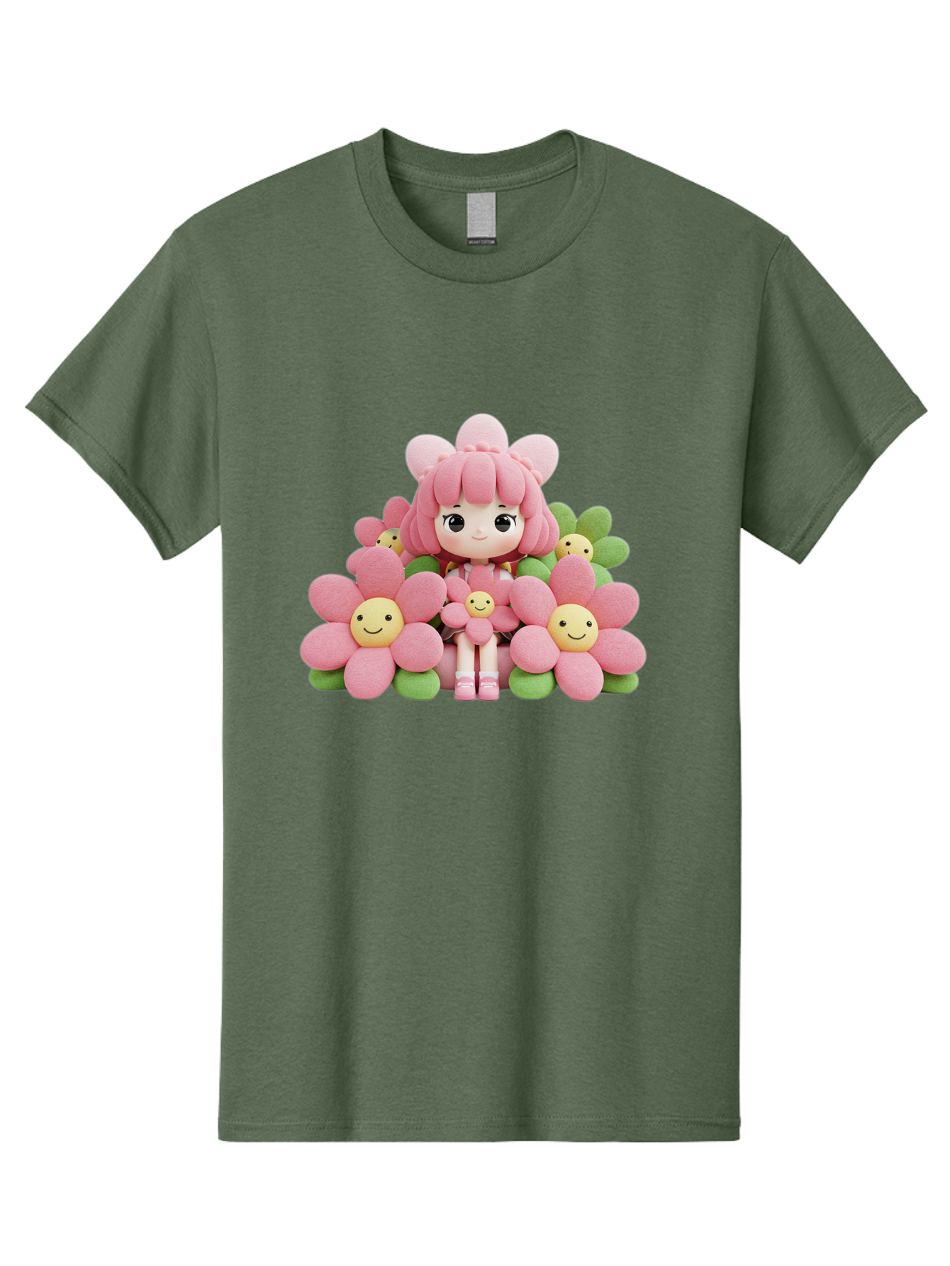 Pink-Haired-Doll-In-Flowers Men'S Graphic Tee, 100% Cotton, Comfortable Casual Summer Wear, Machine Washable, Vintage Camera, Old Camera, Antique Camera, Black Camera, Classic Photography, Photography Equipment, Nostalgic Device, Film Camera, Bal130