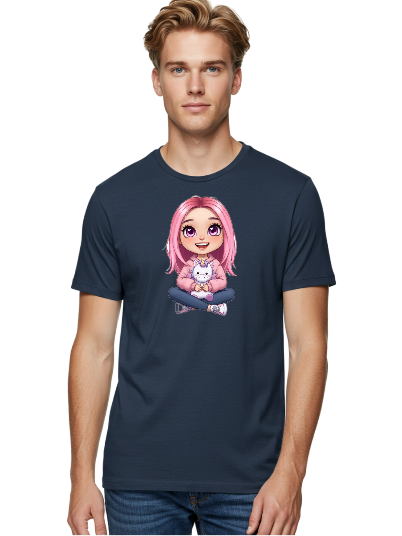 Pink-Haired-Girl-With-Unicorn Men'S Graphic Tee, 100% Cotton, Comfortable Casual Summer Wear, Machine Washable, Vintage Camera, Old Camera, Antique Camera, Black Camera, Classic Photography, Photography Equipment, Nostalgic Device, Bal131