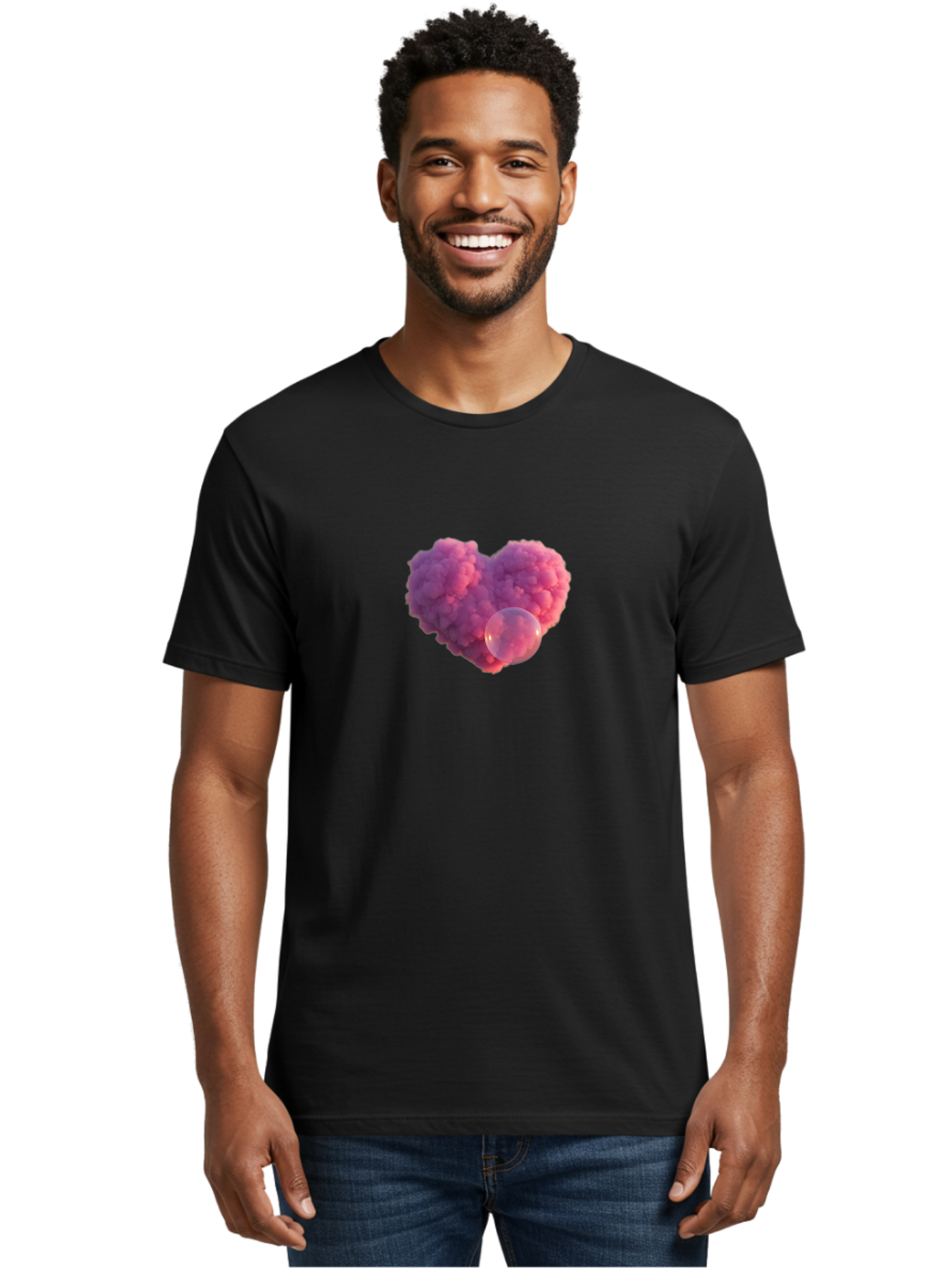 Pink-Heart-With-Bubble Men'S Graphic Tee, 100% Cotton, Comfortable Casual Summer Wear, Machine Washable, Vintage Camera, Old Camera, Antique Camera, Black Camera, Classic Photography, Photography Equipment, Nostalgic Device, Film Camera, Bal132