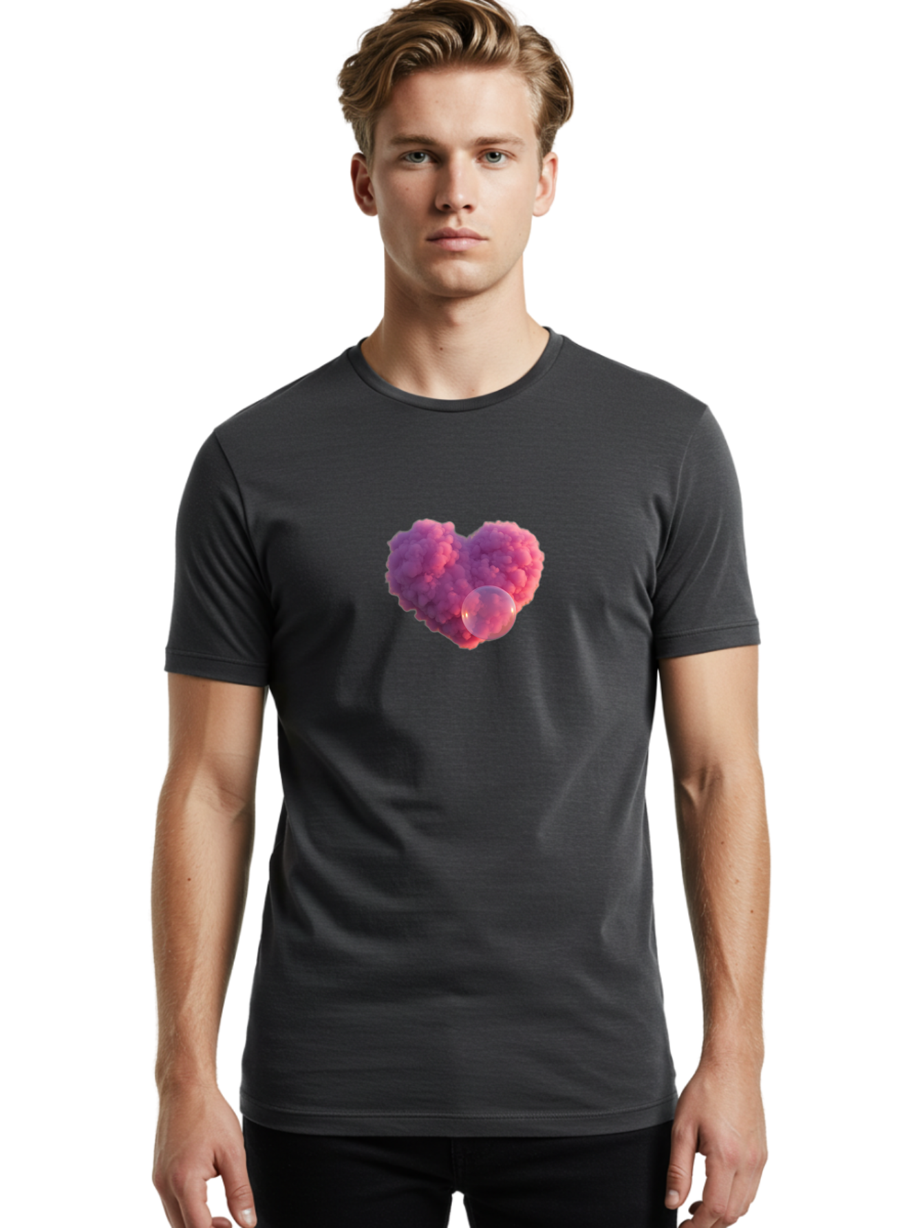 Pink-Heart-With-Bubble Men'S Graphic Tee, 100% Cotton, Comfortable Casual Summer Wear, Machine Washable, Vintage Camera, Old Camera, Antique Camera, Black Camera, Classic Photography, Photography Equipment, Nostalgic Device, Film Camera, Bal132