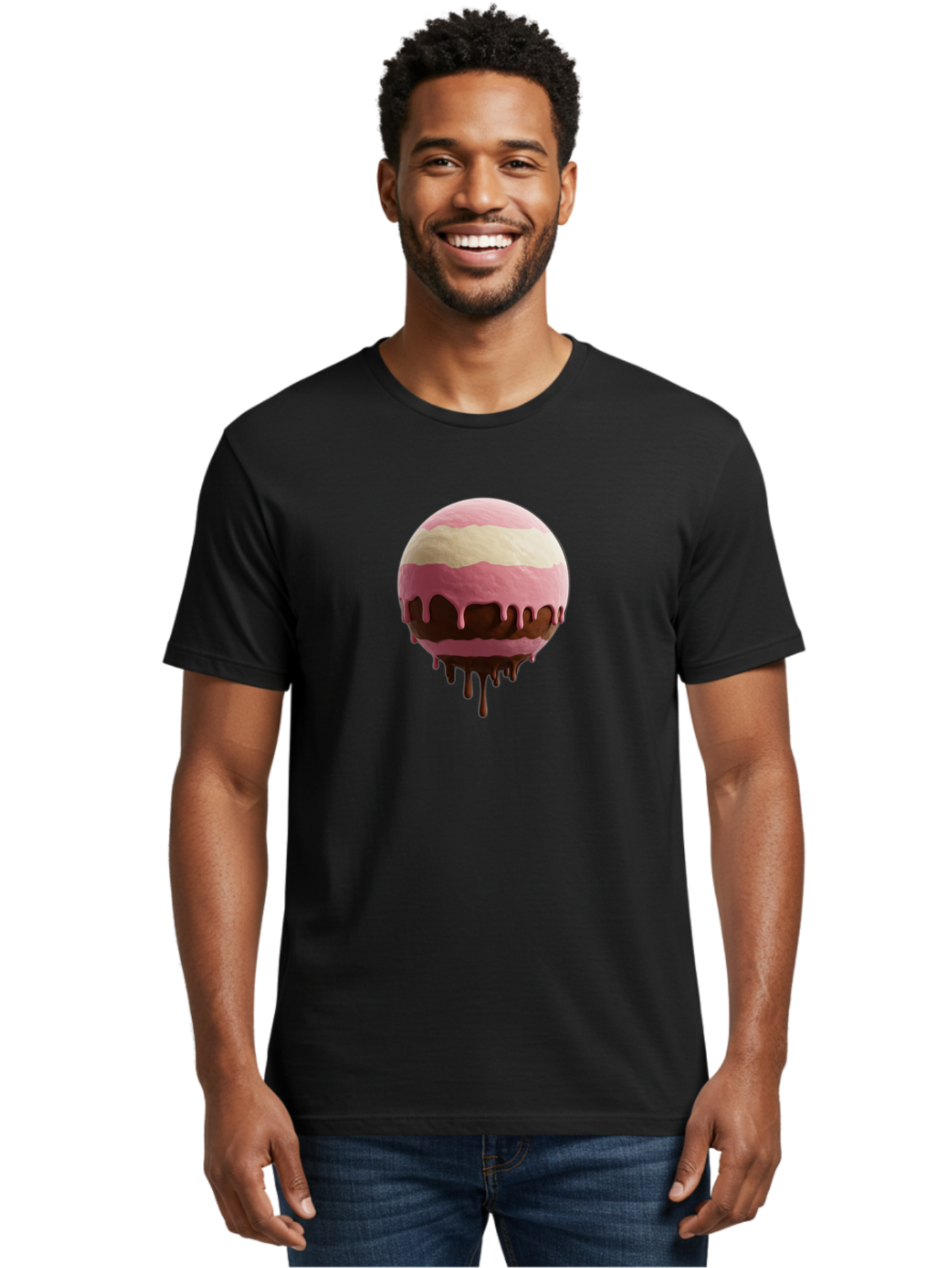 Pink-Ice-Cream-Scoop-With-Chocolate-Sauce Men'S Graphic Tee, 100% Cotton, Comfortable Casual Summer Wear, Machine Washable, Vintage Camera, Old Camera, Antique Camera, Black Camera, Classic Photography, Photography Equipment, Nostalgic Device, Bal133