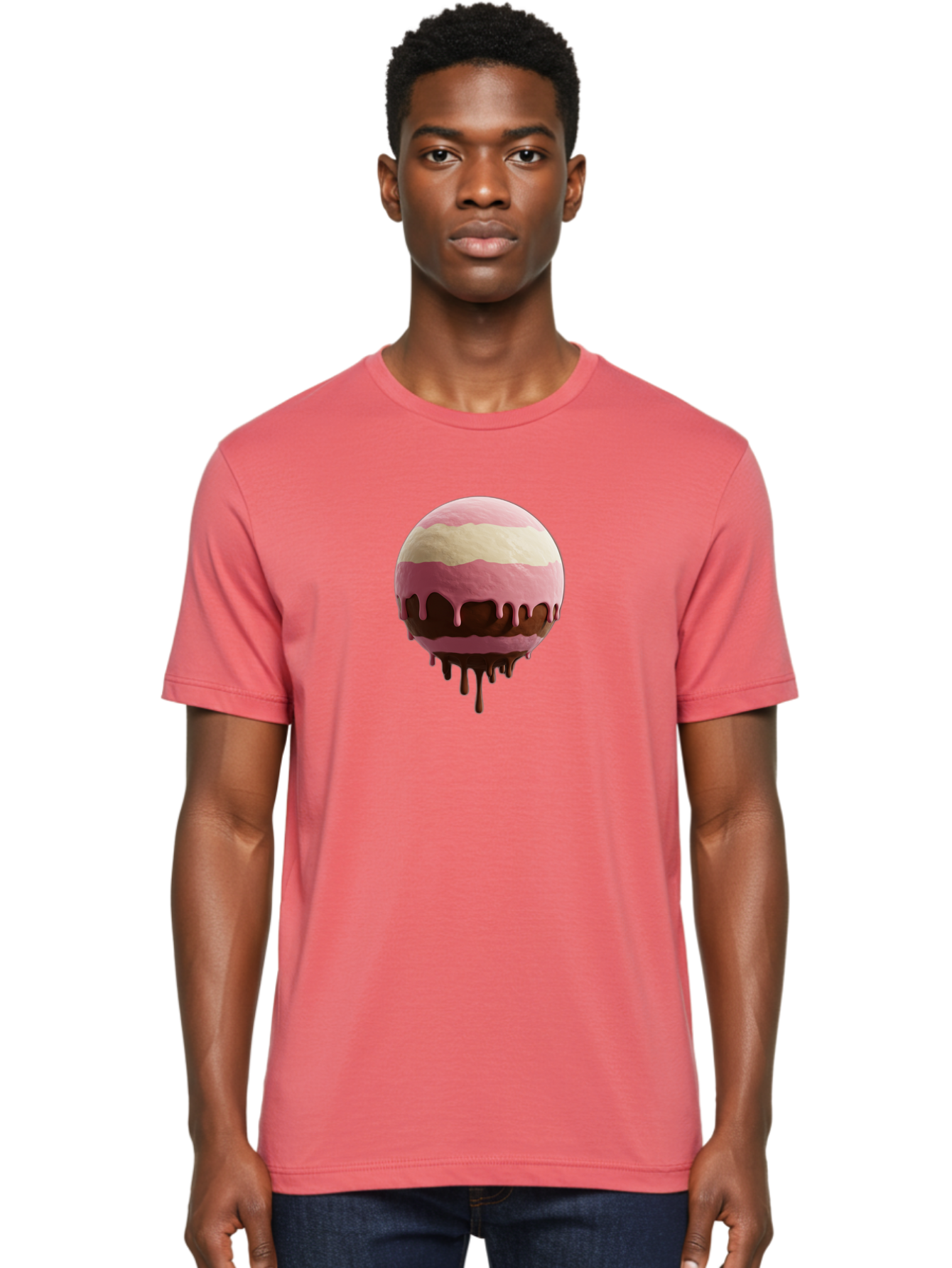 Pink-Ice-Cream-Scoop-With-Chocolate-Sauce Men'S Graphic Tee, 100% Cotton, Comfortable Casual Summer Wear, Machine Washable, Vintage Camera, Old Camera, Antique Camera, Black Camera, Classic Photography, Photography Equipment, Nostalgic Device, Bal133