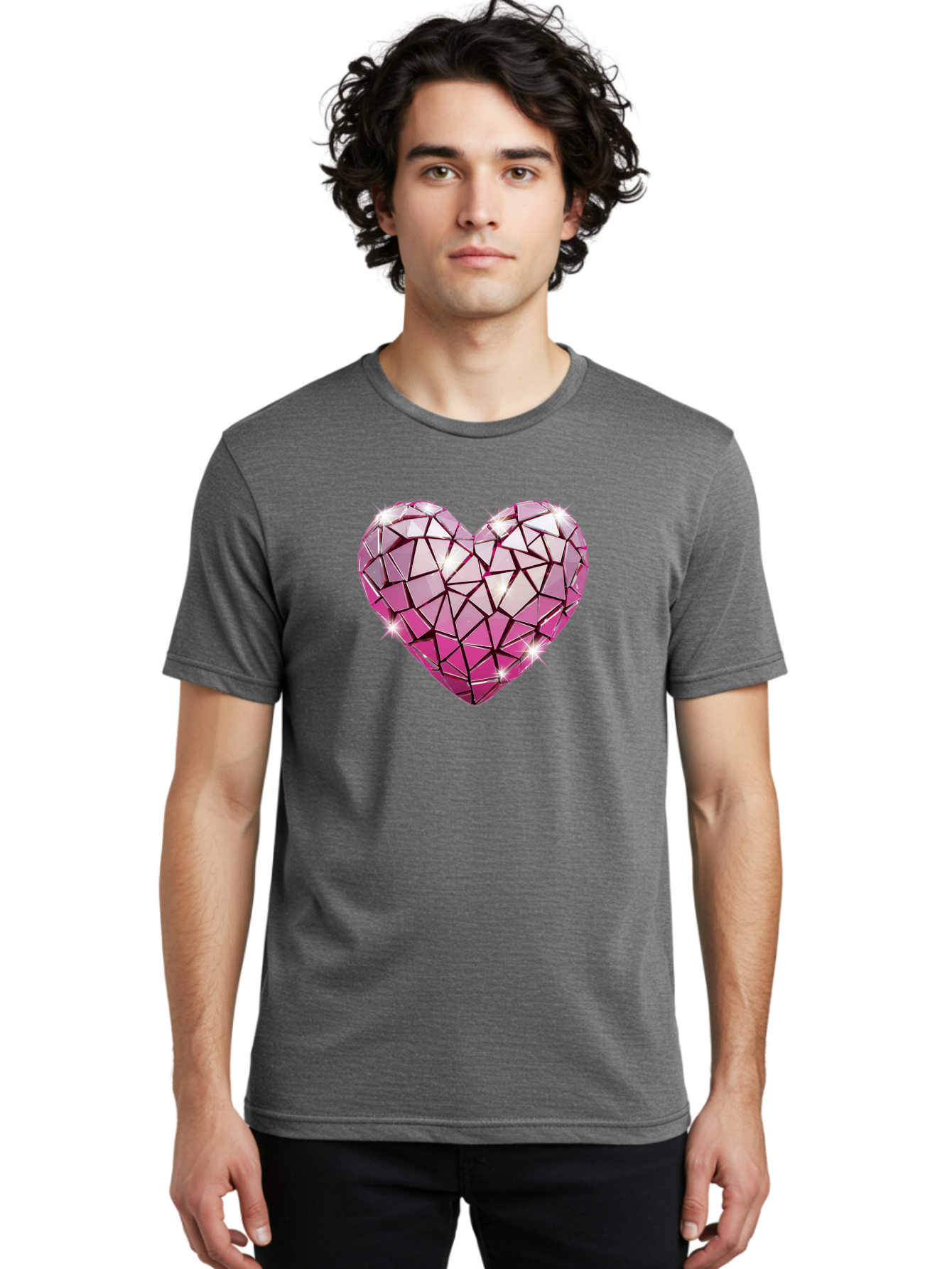 Pink-Mosaic-Heart Men'S Graphic Tee, 100% Cotton, Comfortable Casual Summer Wear, Machine Washable, Vintage Camera, Old Camera, Antique Camera, Black Camera, Classic Photography, Photography Equipment, Nostalgic Device, Film Camera, Camera Art Bal134