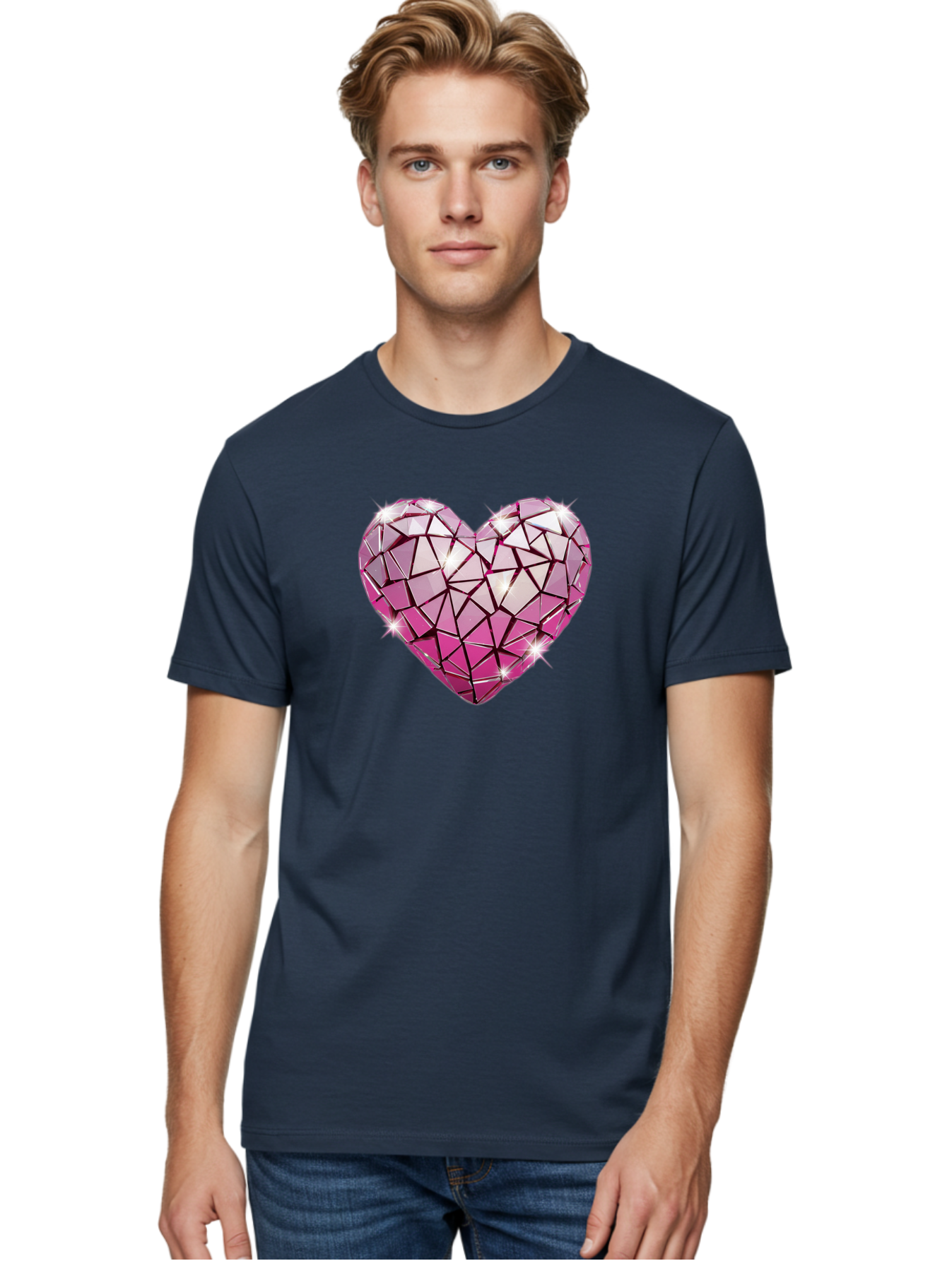 Pink-Mosaic-Heart Men'S Graphic Tee, 100% Cotton, Comfortable Casual Summer Wear, Machine Washable, Vintage Camera, Old Camera, Antique Camera, Black Camera, Classic Photography, Photography Equipment, Nostalgic Device, Film Camera, Camera Art Bal134