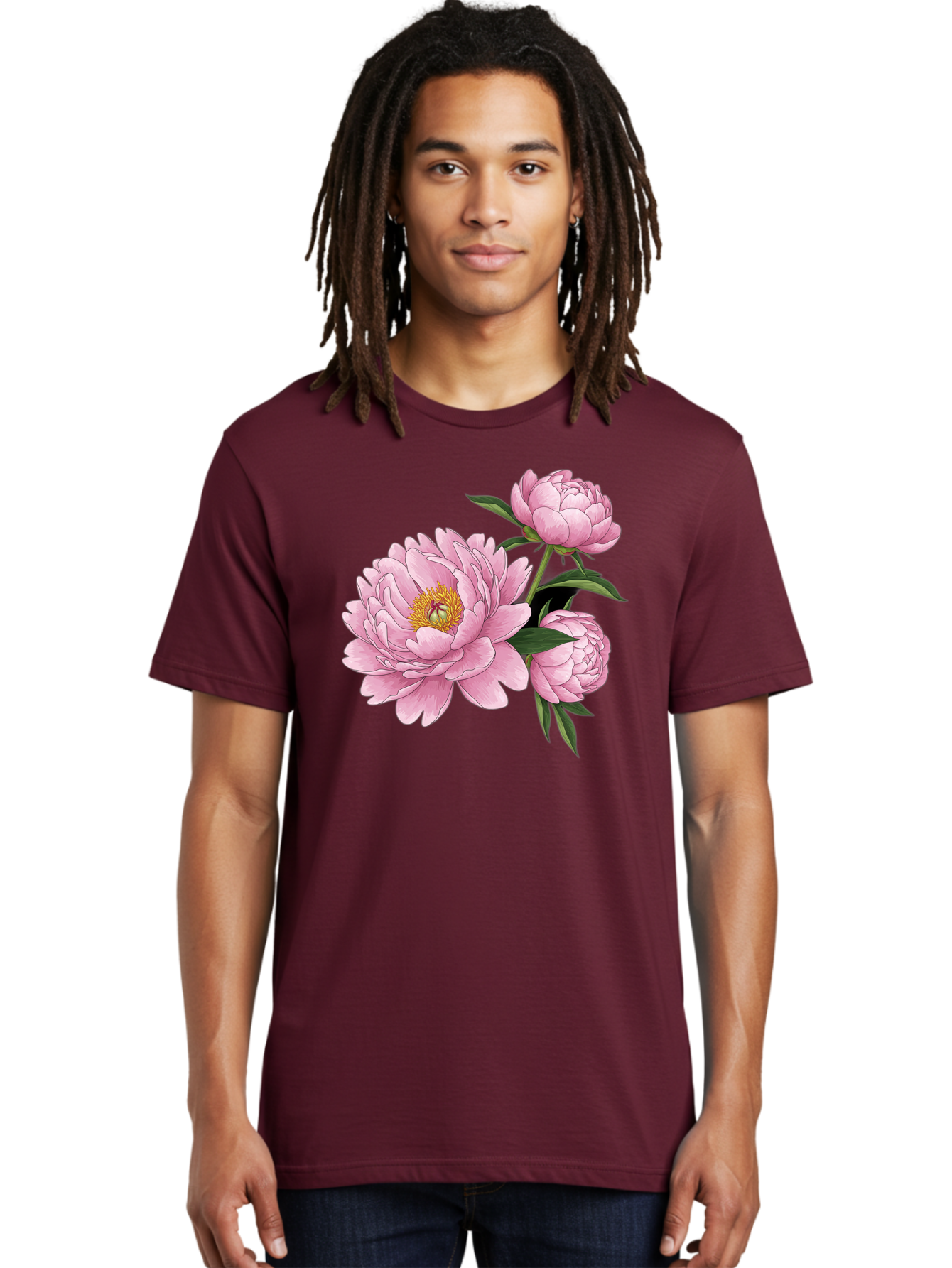 Pink-Peonies-1 Men'S Graphic Tee, 100% Cotton, Comfortable Casual Summer Wear, Machine Washable, Vintage Camera, Old Camera, Antique Camera, Black Camera, Classic Photography, Photography Equipment, Nostalgic Device, Film Camera, Camera Art Bal135