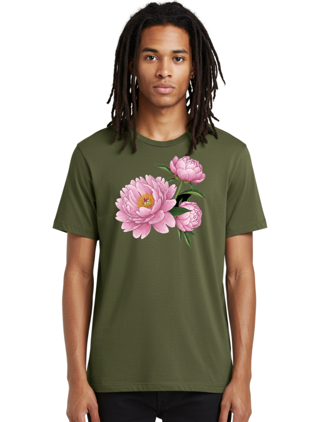 Pink-Peonies-1 Men'S Graphic Tee, 100% Cotton, Comfortable Casual Summer Wear, Machine Washable, Vintage Camera, Old Camera, Antique Camera, Black Camera, Classic Photography, Photography Equipment, Nostalgic Device, Film Camera, Camera Art Bal135