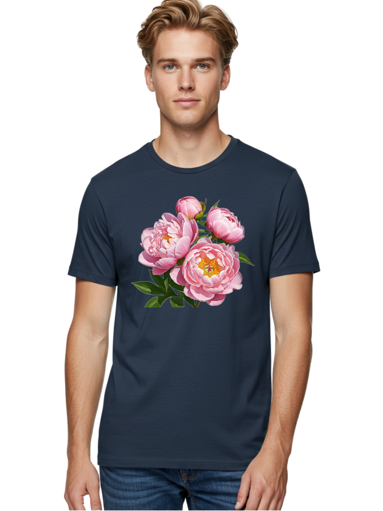 Pink-Peonies-2 Men'S Graphic Tee, 100% Cotton, Comfortable Casual Summer Wear, Machine Washable, Vintage Camera, Old Camera, Antique Camera, Black Camera, Classic Photography, Photography Equipment, Nostalgic Device, Film Camera, Camera Art Bal136