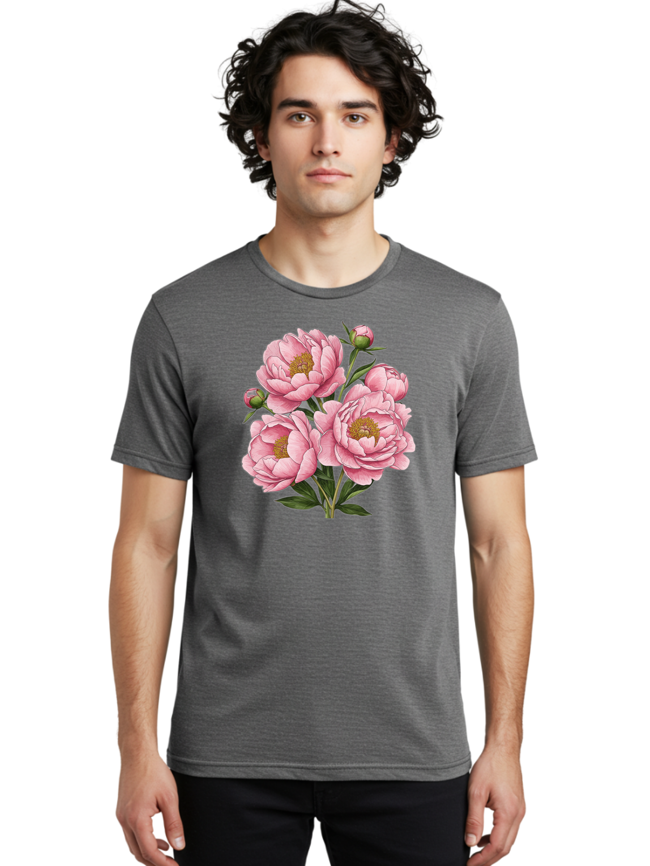 Pink-Peonies-4 Men'S Graphic Tee, 100% Cotton, Comfortable Casual Summer Wear, Machine Washable, Vintage Camera, Old Camera, Antique Camera, Black Camera, Classic Photography, Photography Equipment, Nostalgic Device, Film Camera, Camera Art Bal138