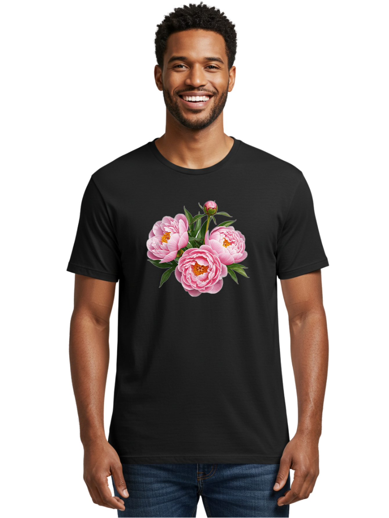 Pink-Peonies-5 Men'S Graphic Tee, 100% Cotton, Comfortable Casual Summer Wear, Machine Washable, Vintage Camera, Old Camera, Antique Camera, Black Camera, Classic Photography, Photography Equipment, Nostalgic Device, Film Camera, Camera Art Bal139