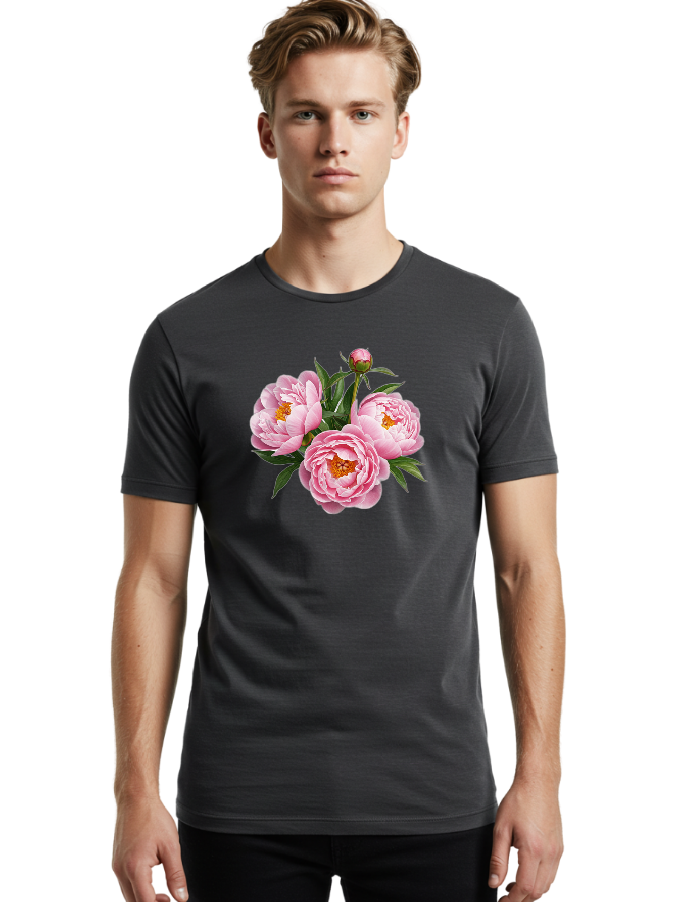 Pink-Peonies-5 Men'S Graphic Tee, 100% Cotton, Comfortable Casual Summer Wear, Machine Washable, Vintage Camera, Old Camera, Antique Camera, Black Camera, Classic Photography, Photography Equipment, Nostalgic Device, Film Camera, Camera Art Bal139