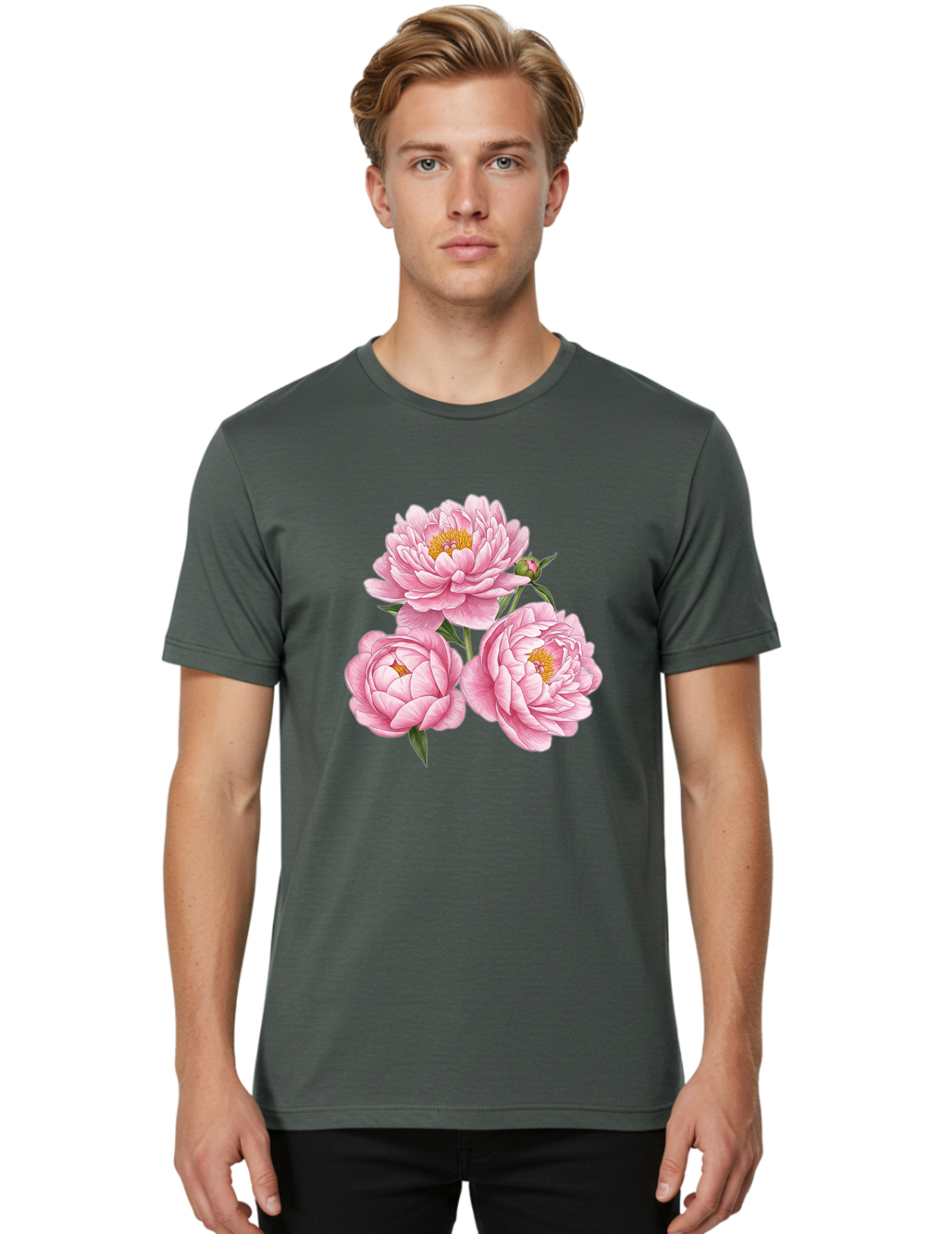 Pink-Peonies Men'S Graphic Tee, 100% Cotton, Comfortable Casual Summer Wear, Machine Washable, Vintage Camera, Old Camera, Antique Camera, Black Camera, Classic Photography, Photography Equipment, Nostalgic Device, Film Camera, Camera Art Bal141