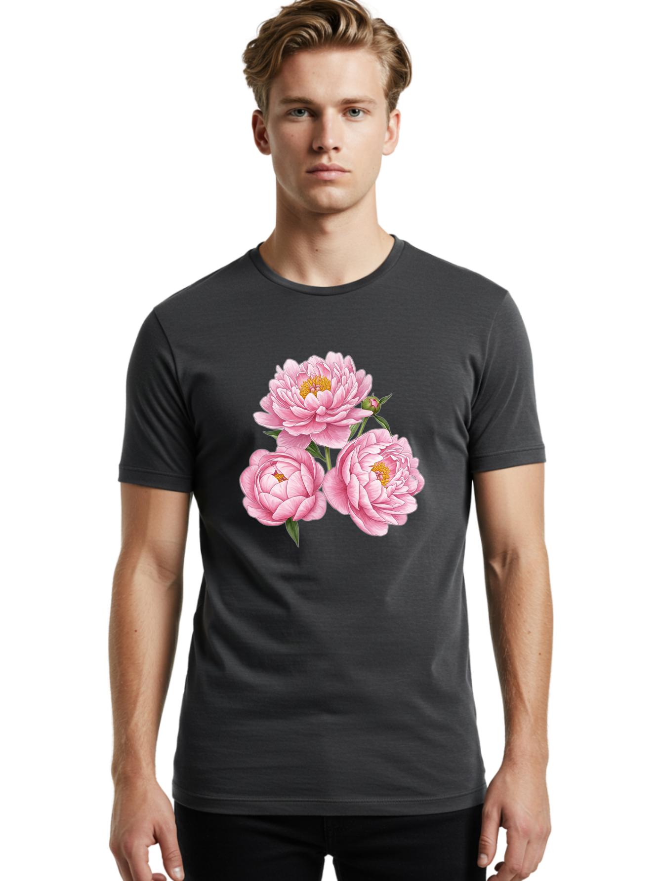 Pink-Peonies Men'S Graphic Tee, 100% Cotton, Comfortable Casual Summer Wear, Machine Washable, Vintage Camera, Old Camera, Antique Camera, Black Camera, Classic Photography, Photography Equipment, Nostalgic Device, Film Camera, Camera Art Bal141