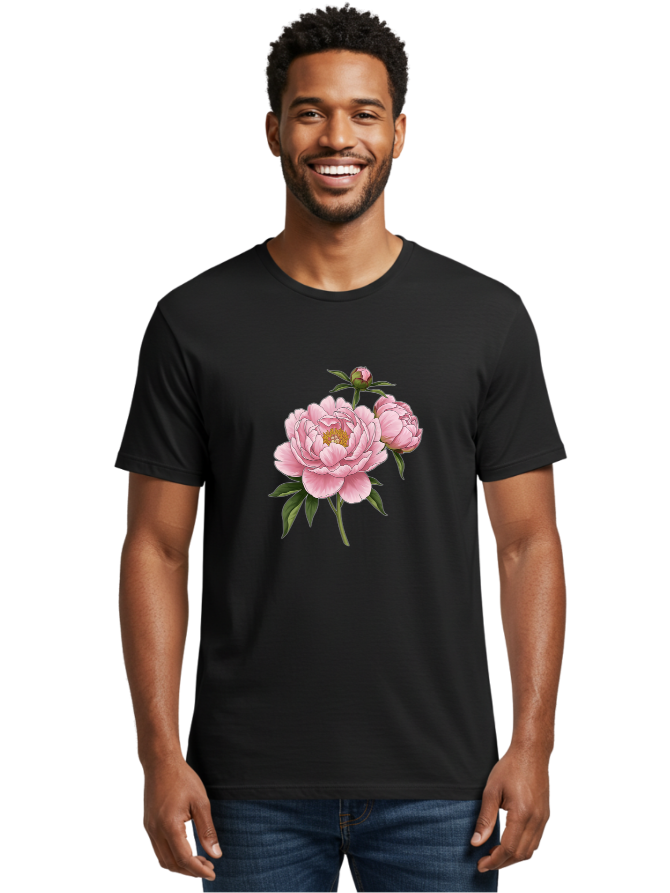 Pink-Peony-Flowers Men'S Graphic Tee, 100% Cotton, Comfortable Casual Summer Wear, Machine Washable, Vintage Camera, Old Camera, Antique Camera, Black Camera, Classic Photography, Photography Equipment, Nostalgic Device, Film Camera, Bal142
