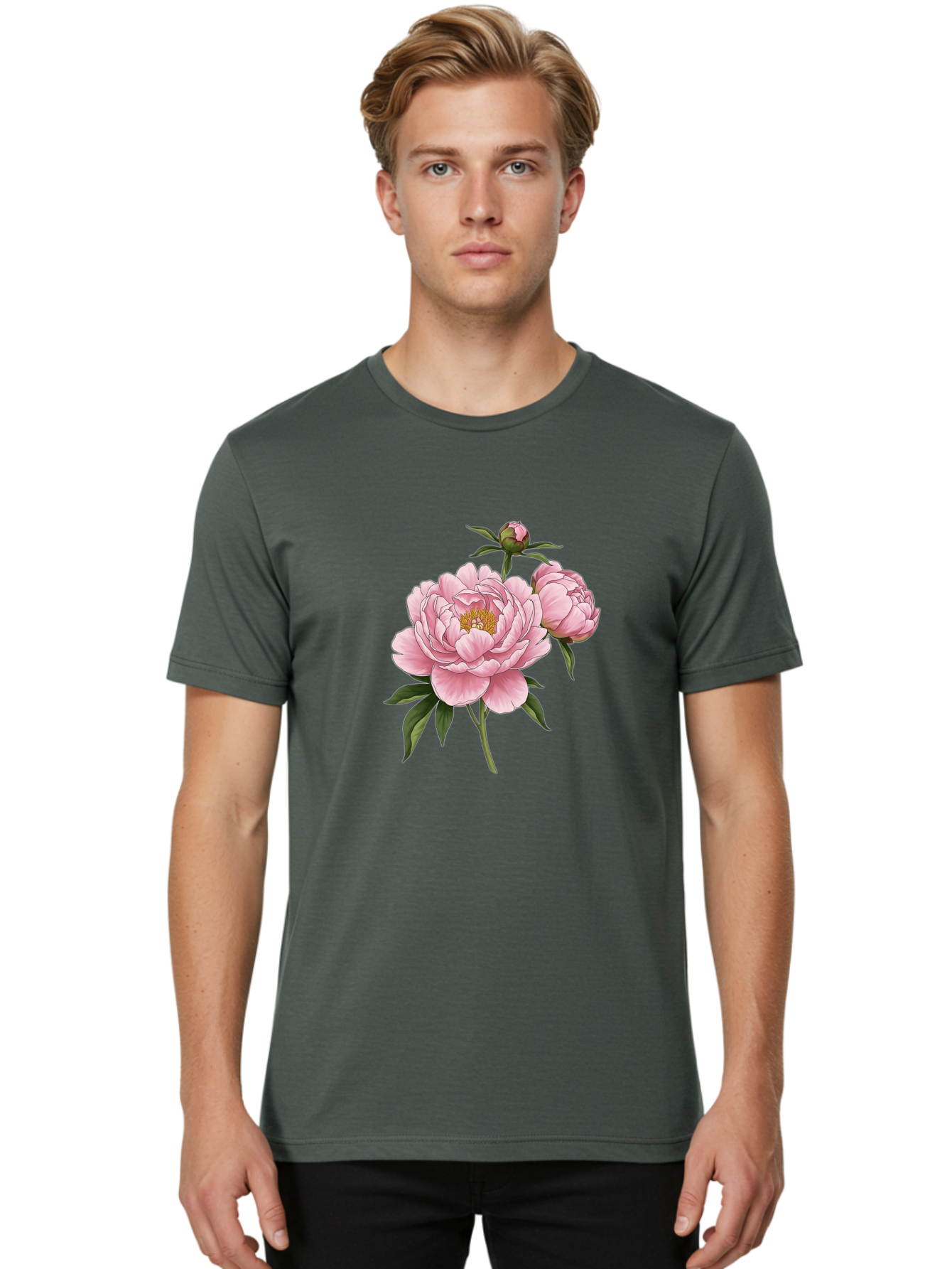 Pink-Peony-Flowers Men'S Graphic Tee, 100% Cotton, Comfortable Casual Summer Wear, Machine Washable, Vintage Camera, Old Camera, Antique Camera, Black Camera, Classic Photography, Photography Equipment, Nostalgic Device, Film Camera, Bal142