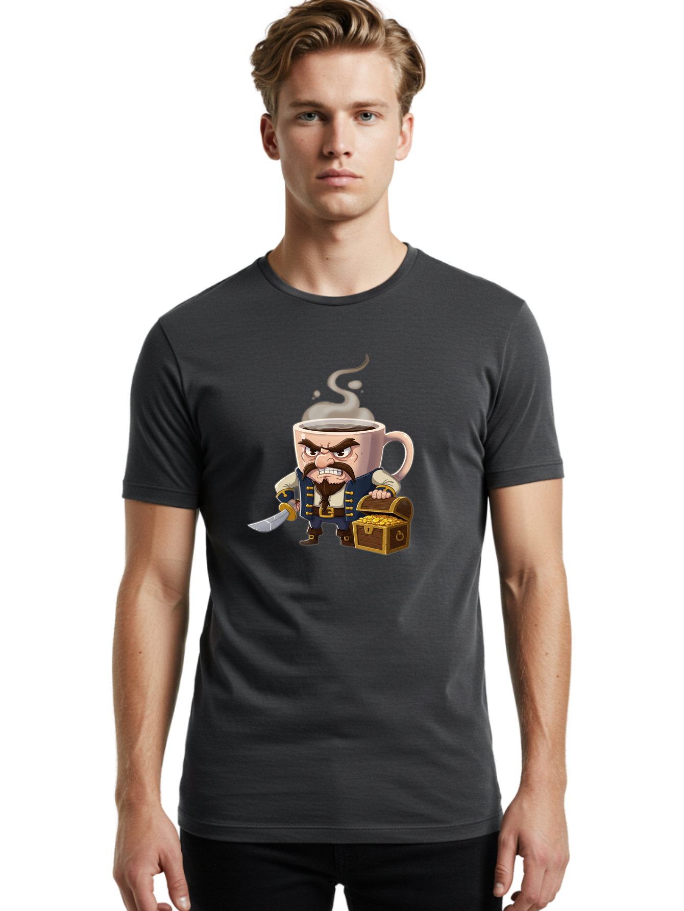 Pirate-Coffee-Mug Men'S Graphic Tee, 100% Cotton, Comfortable Casual Summer Wear, Machine Washable, Vintage Camera, Old Camera, Antique Camera, Black Camera, Classic Photography, Photography Equipment, Nostalgic Device, Film Camera, Camera Art Bal149