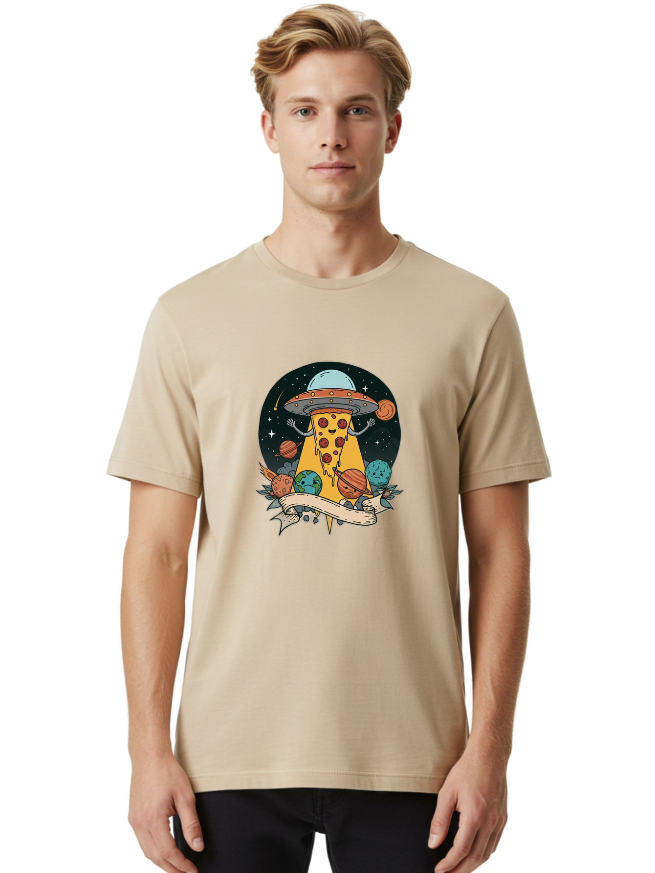 Pizza-Ufo-5 Men'S Graphic Tee, 100% Cotton, Comfortable Casual Summer Wear, Machine Washable, Vintage Camera, Old Camera, Antique Camera, Black Camera, Classic Photography, Photography Equipment, Nostalgic Device, Film Camera, Camera Art Bal160