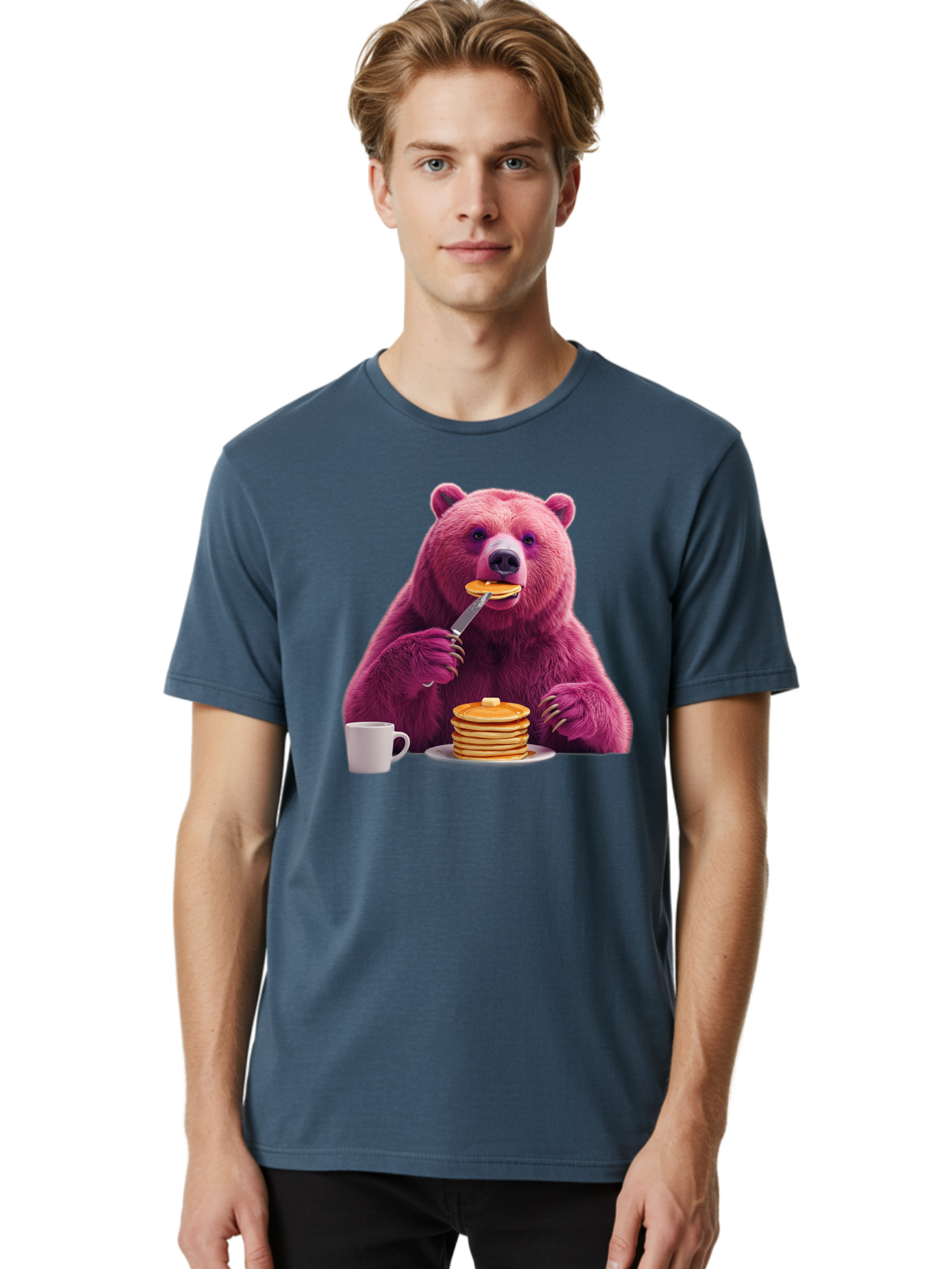 Purple-Bear-Eating-Pancake Men'S Graphic Tee, 100% Cotton, Comfortable Casual Summer Wear, Machine Washable, Vintage Camera, Old Camera, Antique Camera, Black Camera, Classic Photography, Photography Equipment, Nostalgic Device, Film Camera, Bal176