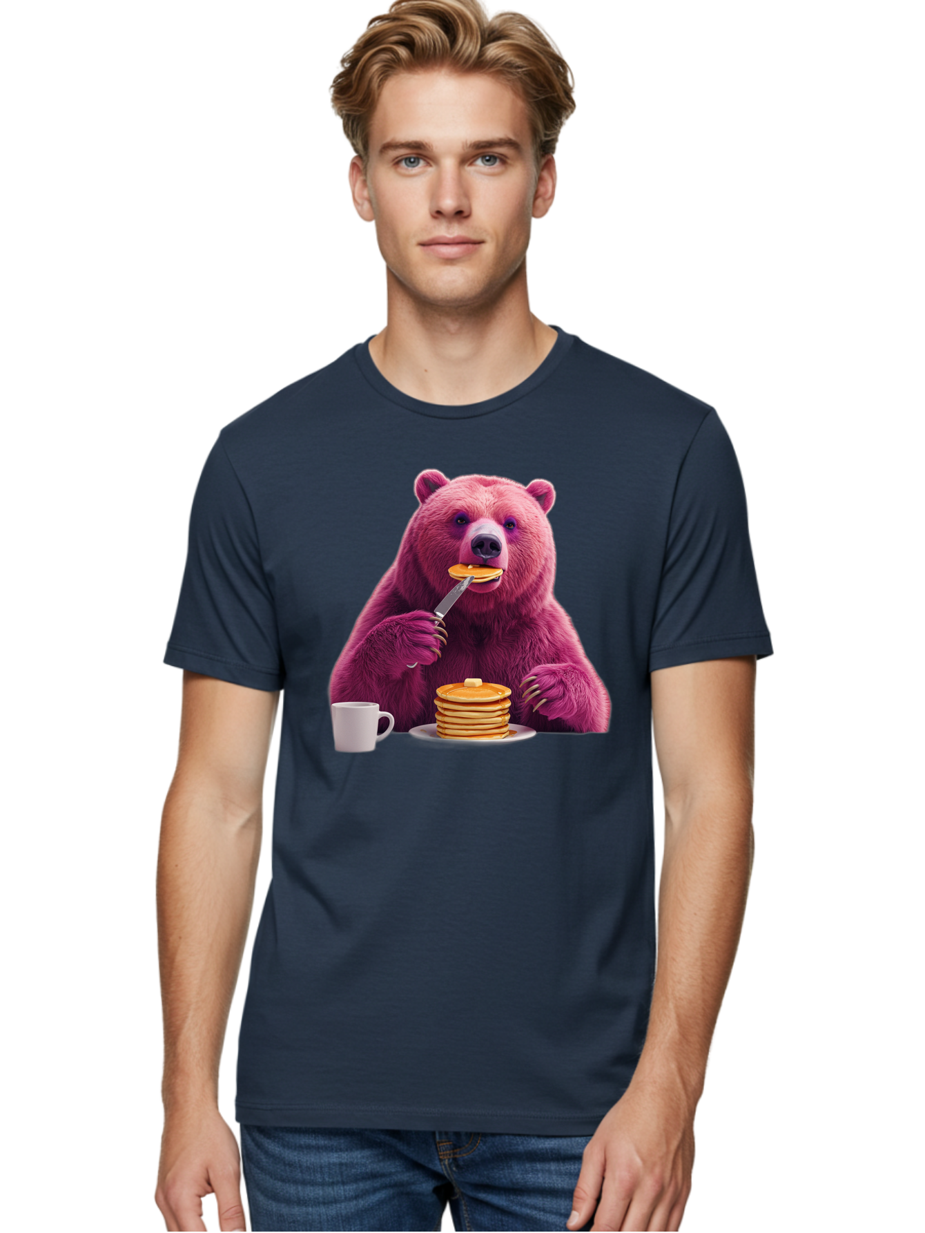 Purple-Bear-Eating-Pancake Men'S Graphic Tee, 100% Cotton, Comfortable Casual Summer Wear, Machine Washable, Vintage Camera, Old Camera, Antique Camera, Black Camera, Classic Photography, Photography Equipment, Nostalgic Device, Film Camera, Bal176