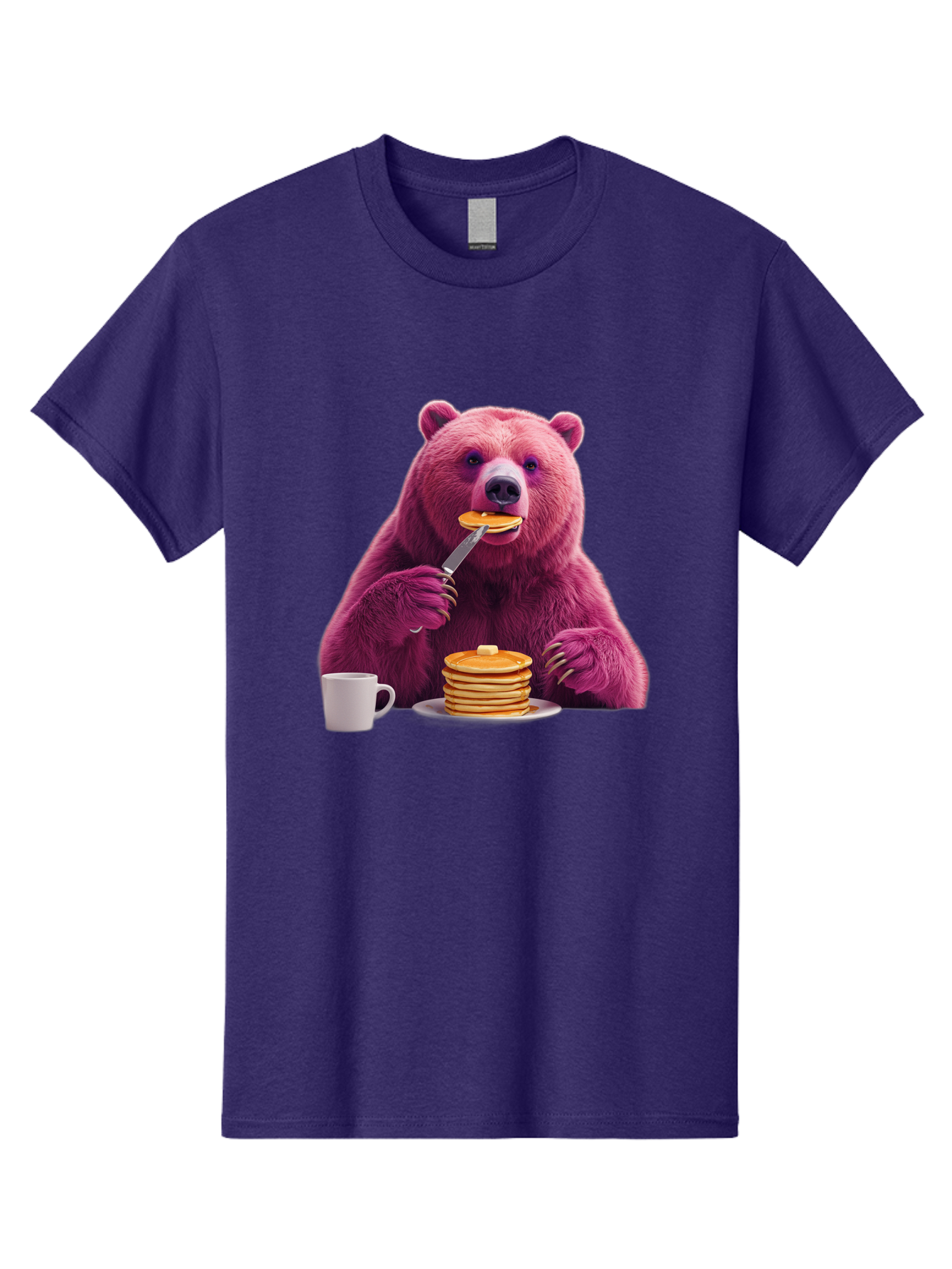 Purple-Bear-Eating-Pancake Men'S Graphic Tee, 100% Cotton, Comfortable Casual Summer Wear, Machine Washable, Vintage Camera, Old Camera, Antique Camera, Black Camera, Classic Photography, Photography Equipment, Nostalgic Device, Film Camera, Bal176