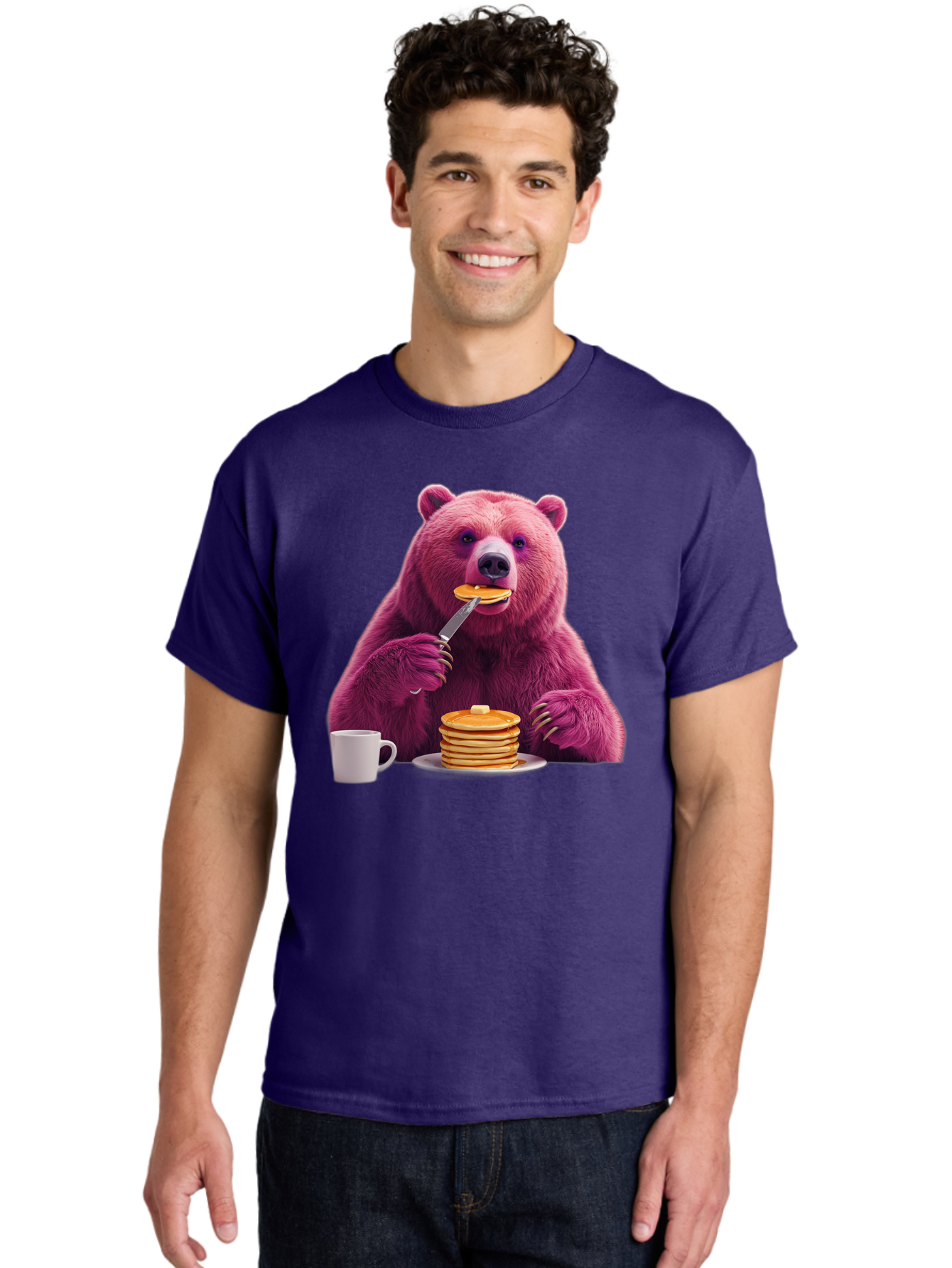 Purple-Bear-Eating-Pancake Men'S Graphic Tee, 100% Cotton, Comfortable Casual Summer Wear, Machine Washable, Vintage Camera, Old Camera, Antique Camera, Black Camera, Classic Photography, Photography Equipment, Nostalgic Device, Film Camera, Bal176