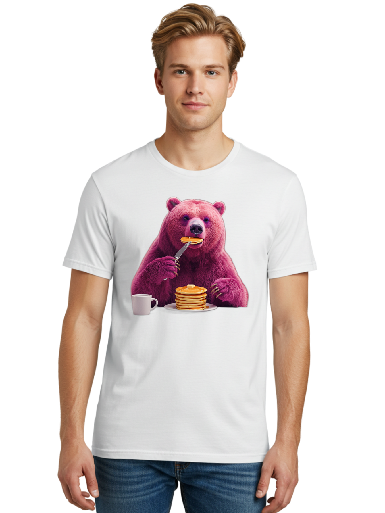 Purple-Bear-Eating-Pancake Men'S Graphic Tee, 100% Cotton, Comfortable Casual Summer Wear, Machine Washable, Vintage Camera, Old Camera, Antique Camera, Black Camera, Classic Photography, Photography Equipment, Nostalgic Device, Film Camera, Bal176