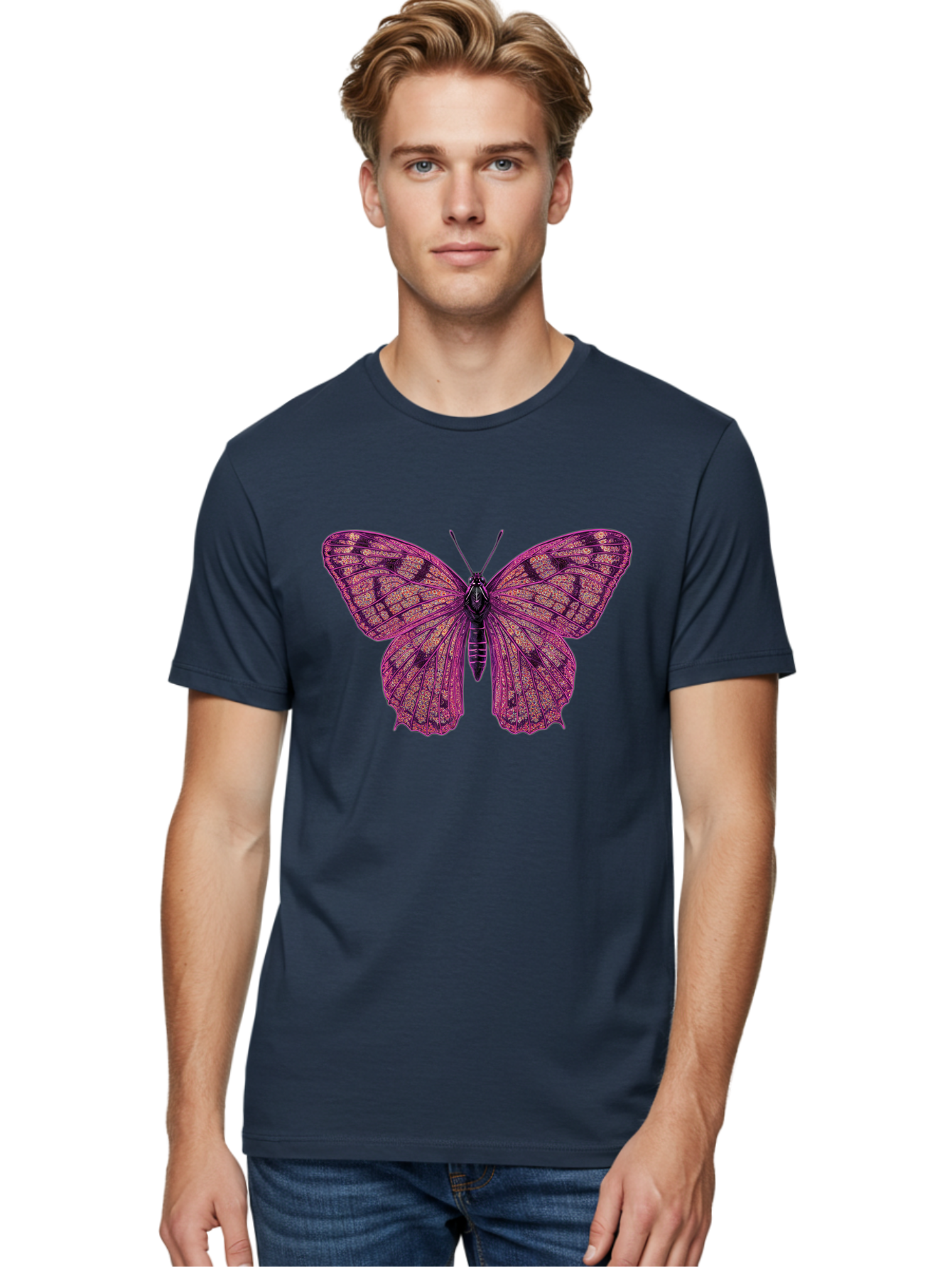Purple-Butterfly-1 Men'S Graphic Tee, 100% Cotton, Comfortable Casual Summer Wear, Machine Washable, Vintage Camera, Old Camera, Antique Camera, Black Camera, Classic Photography, Photography Equipment, Nostalgic Device, Film Camera, Bal177