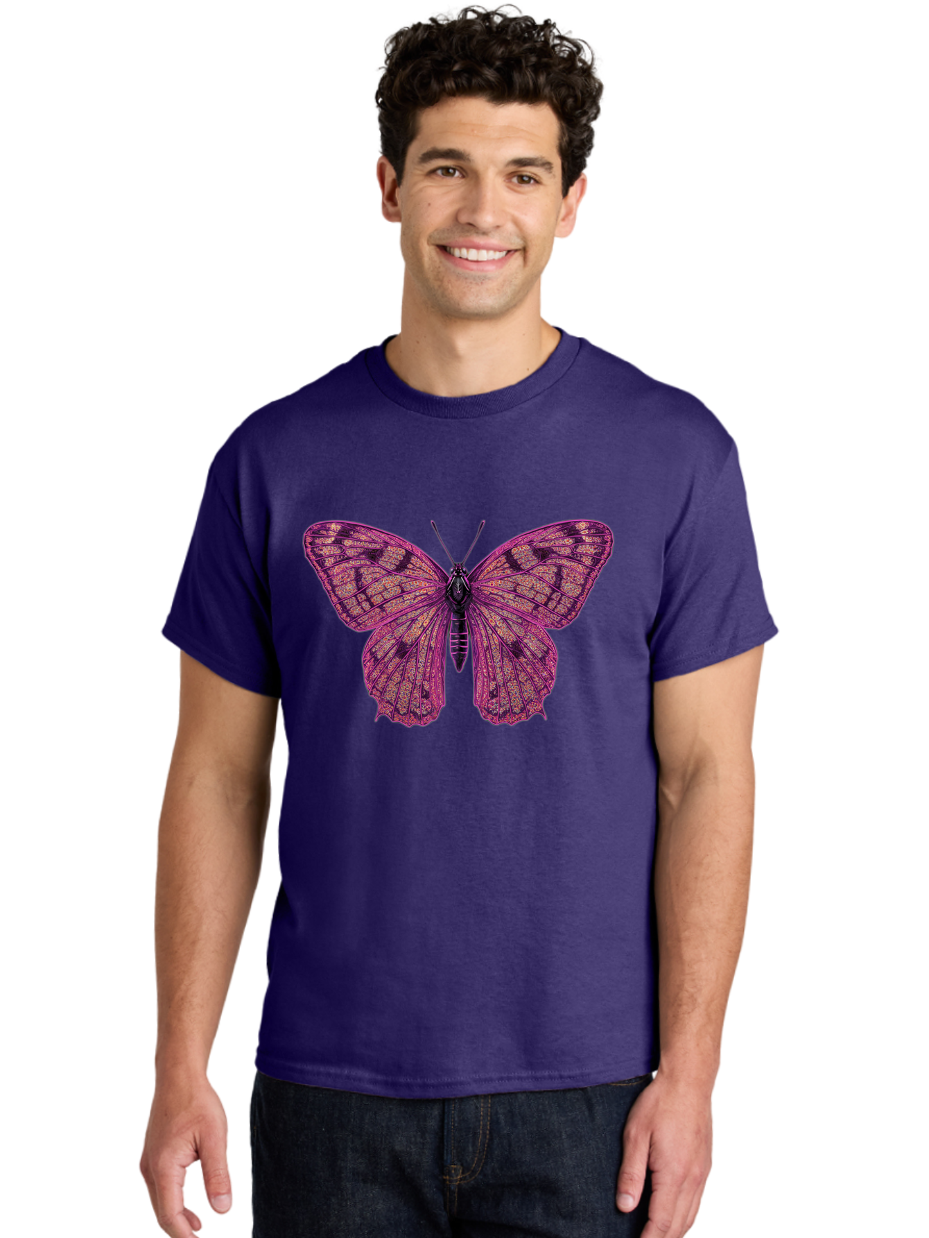 Purple-Butterfly-1 Men'S Graphic Tee, 100% Cotton, Comfortable Casual Summer Wear, Machine Washable, Vintage Camera, Old Camera, Antique Camera, Black Camera, Classic Photography, Photography Equipment, Nostalgic Device, Film Camera, Bal177