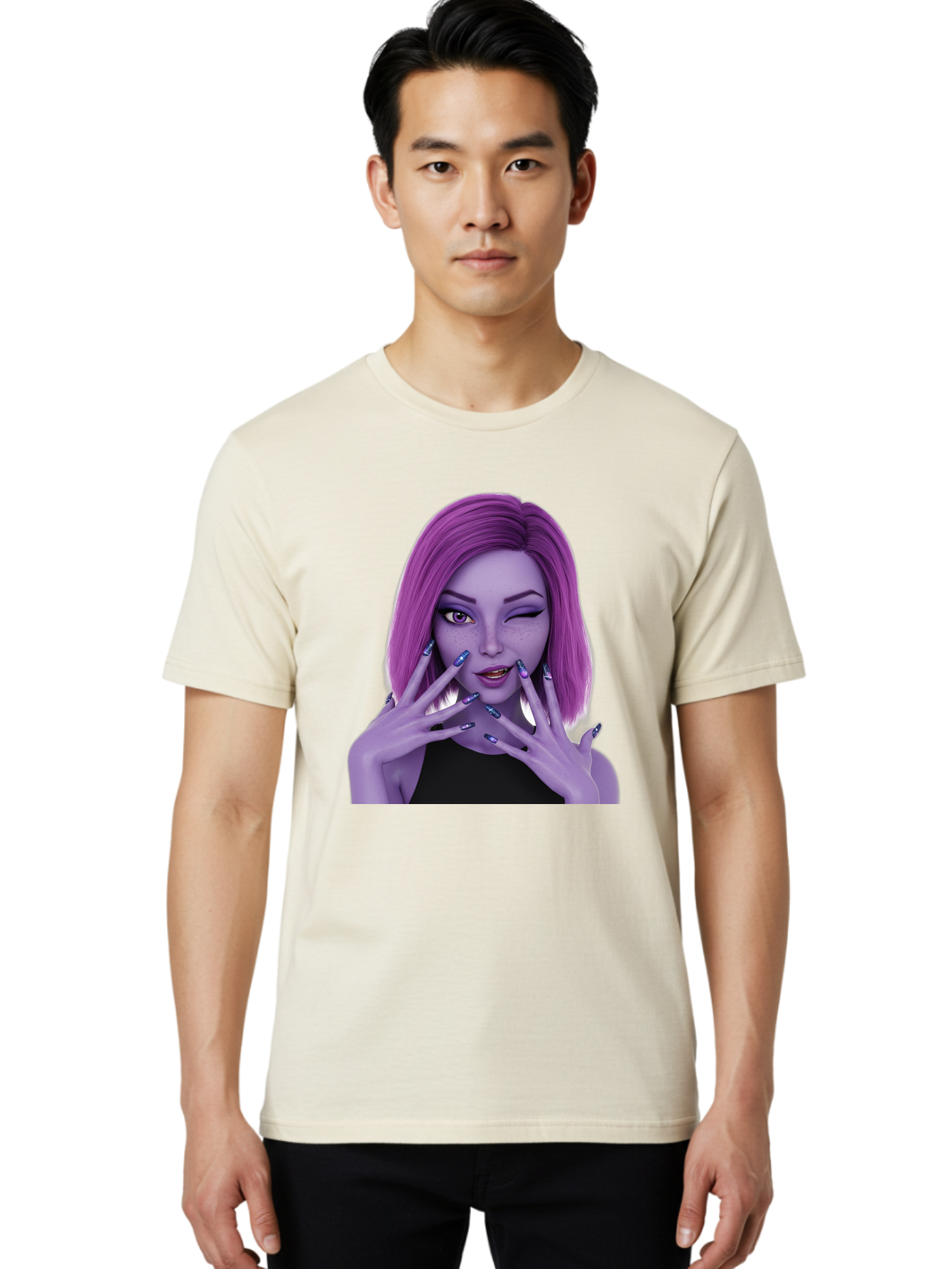 Purple-Woman-Portrait Men'S Graphic Tee, 100% Cotton, Comfortable Casual Summer Wear, Machine Washable, Vintage Camera, Old Camera, Antique Camera, Black Camera, Classic Photography, Photography Equipment, Nostalgic Device, Film Camera, Bal190