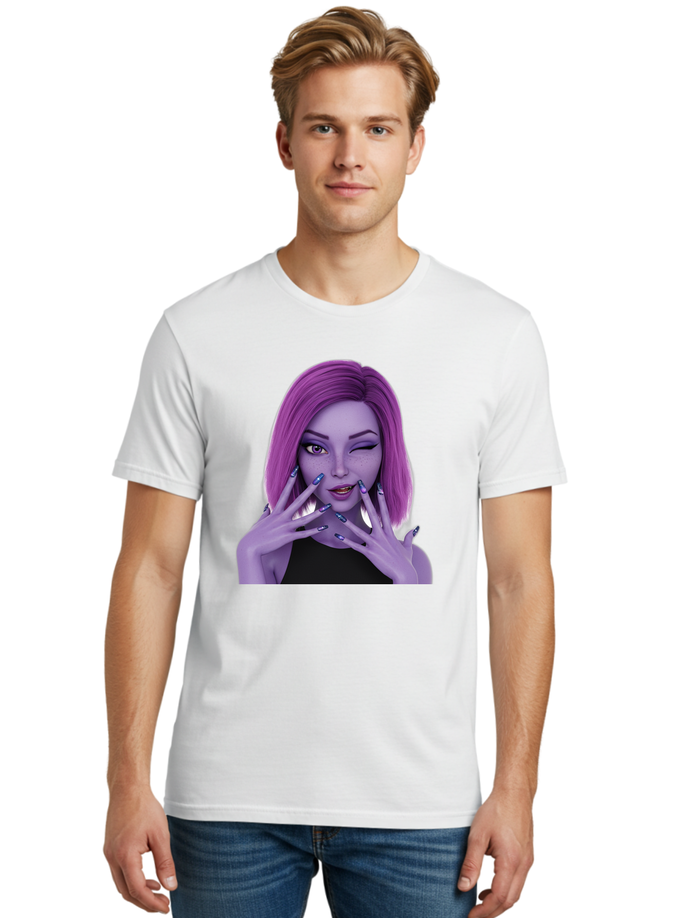 Purple-Woman-Portrait Men'S Graphic Tee, 100% Cotton, Comfortable Casual Summer Wear, Machine Washable, Vintage Camera, Old Camera, Antique Camera, Black Camera, Classic Photography, Photography Equipment, Nostalgic Device, Film Camera, Bal190