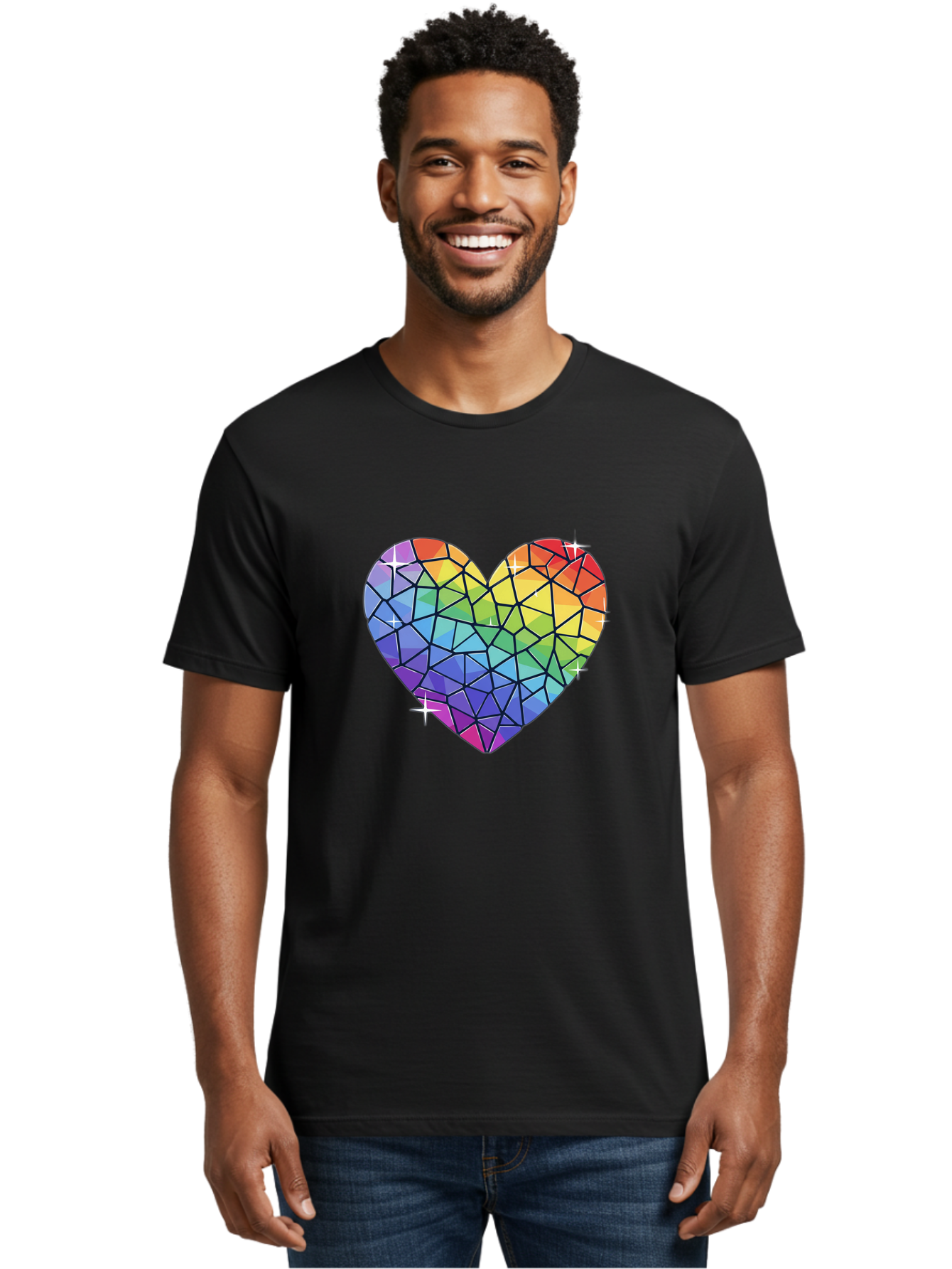 Rainbow-Mosaic-Heart Men'S Graphic Tee, 100% Cotton, Comfortable Casual Summer Wear, Machine Washable, Vintage Camera, Old Camera, Antique Camera, Black Camera, Classic Photography, Photography Equipment, Nostalgic Device, Film Camera, Bal199