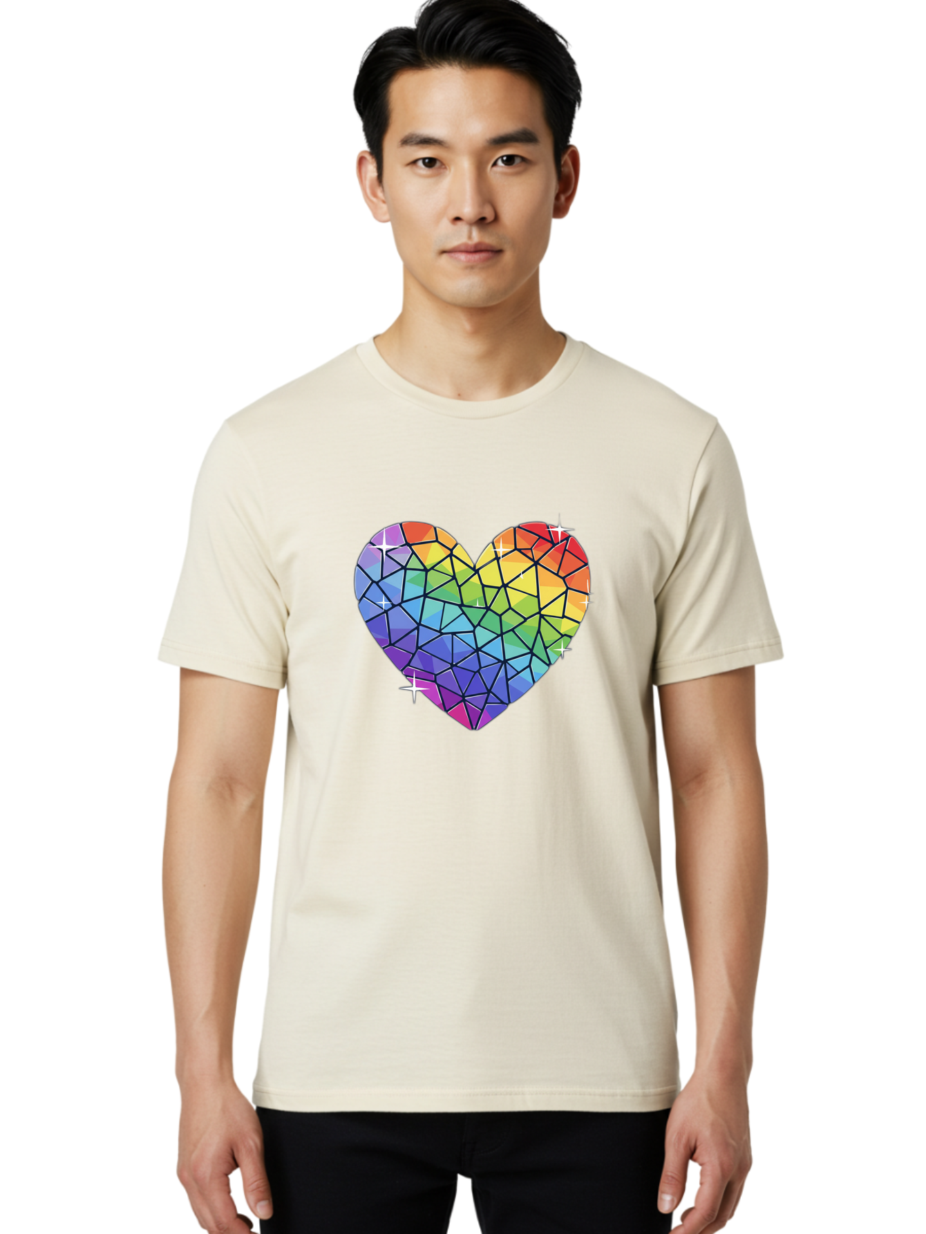 Rainbow-Mosaic-Heart Men'S Graphic Tee, 100% Cotton, Comfortable Casual Summer Wear, Machine Washable, Vintage Camera, Old Camera, Antique Camera, Black Camera, Classic Photography, Photography Equipment, Nostalgic Device, Film Camera, Bal199
