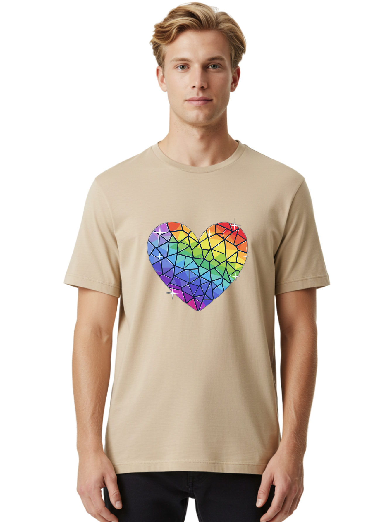 Rainbow-Mosaic-Heart Men'S Graphic Tee, 100% Cotton, Comfortable Casual Summer Wear, Machine Washable, Vintage Camera, Old Camera, Antique Camera, Black Camera, Classic Photography, Photography Equipment, Nostalgic Device, Film Camera, Bal199