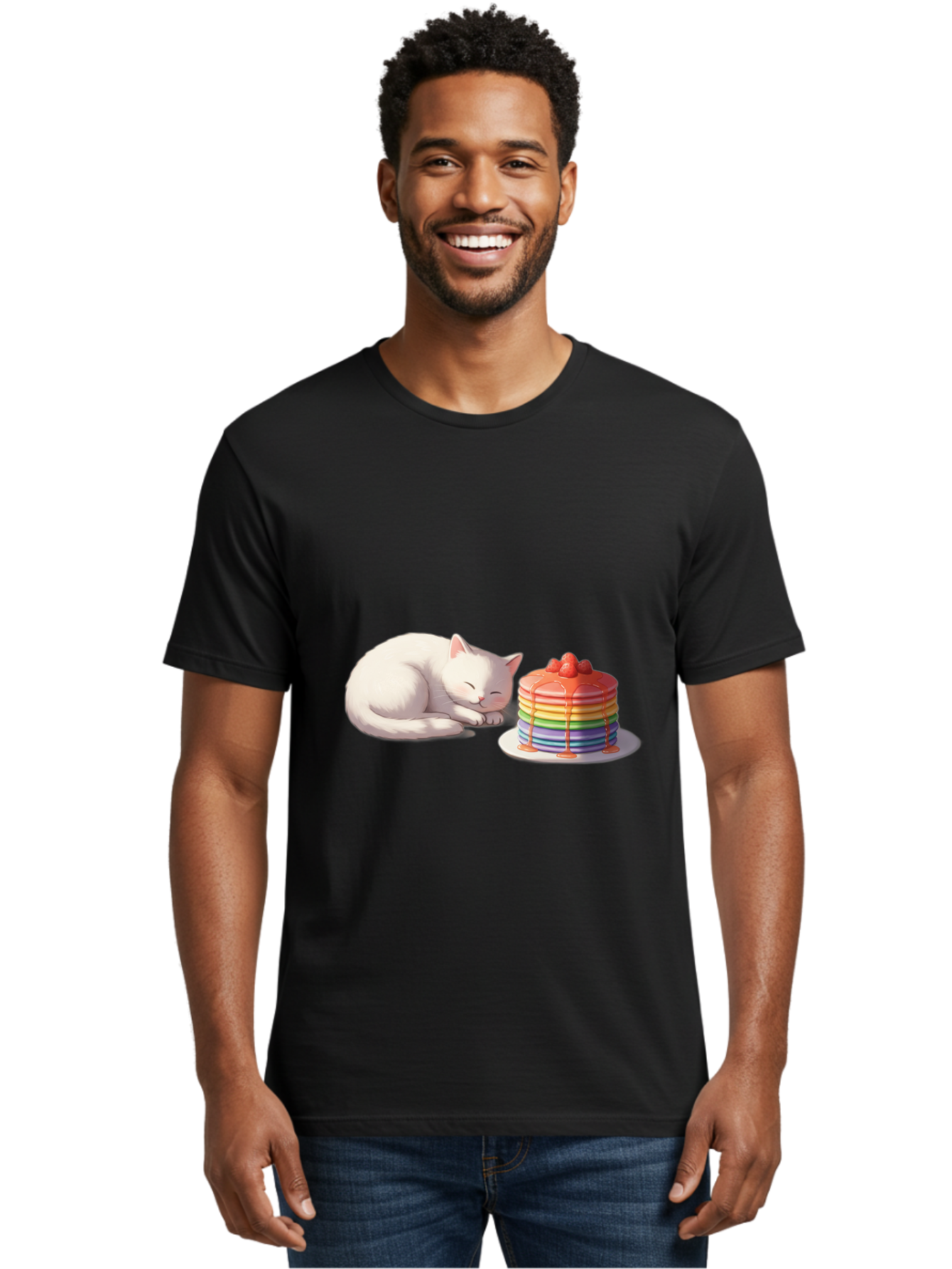 Rainbow-Pancakes-And-Cat Men'S Graphic Tee, 100% Cotton, Comfortable Casual Summer Wear, Machine Washable, Vintage Camera, Old Camera, Antique Camera, Black Camera, Classic Photography, Photography Equipment, Nostalgic Device, Film Camera, Bal200