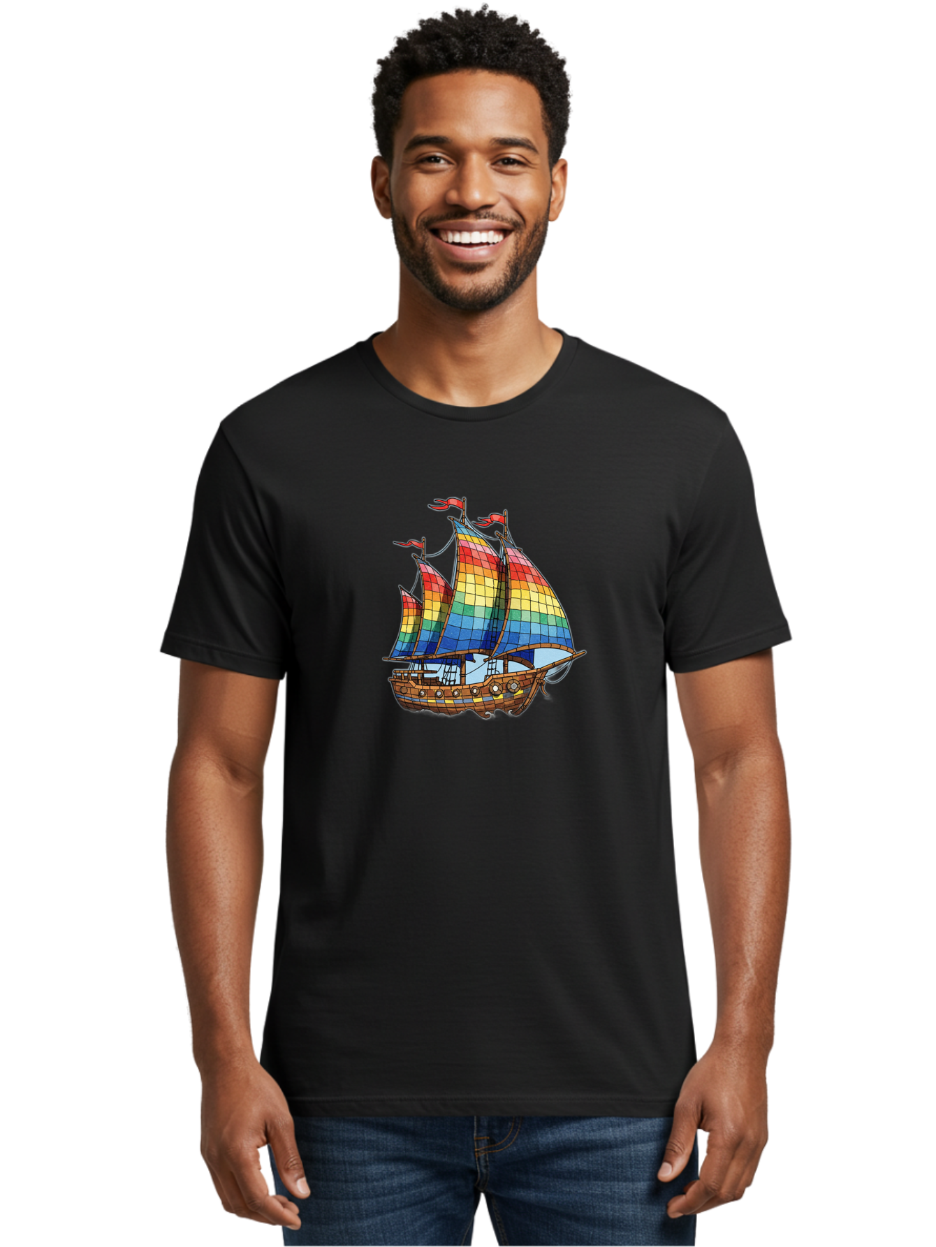 Rainbow-Sailboat Men'S Graphic Tee, 100% Cotton, Comfortable Casual Summer Wear, Machine Washable, Vintage Camera, Old Camera, Antique Camera, Black Camera, Classic Photography, Photography Equipment, Nostalgic Device, Film Camera, Camera Art Bal201
