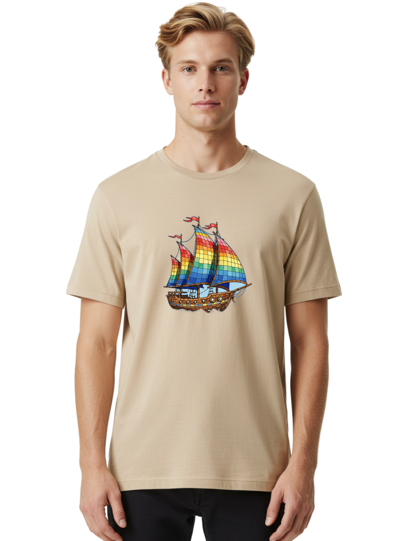 Rainbow-Sailboat Men'S Graphic Tee, 100% Cotton, Comfortable Casual Summer Wear, Machine Washable, Vintage Camera, Old Camera, Antique Camera, Black Camera, Classic Photography, Photography Equipment, Nostalgic Device, Film Camera, Camera Art Bal201