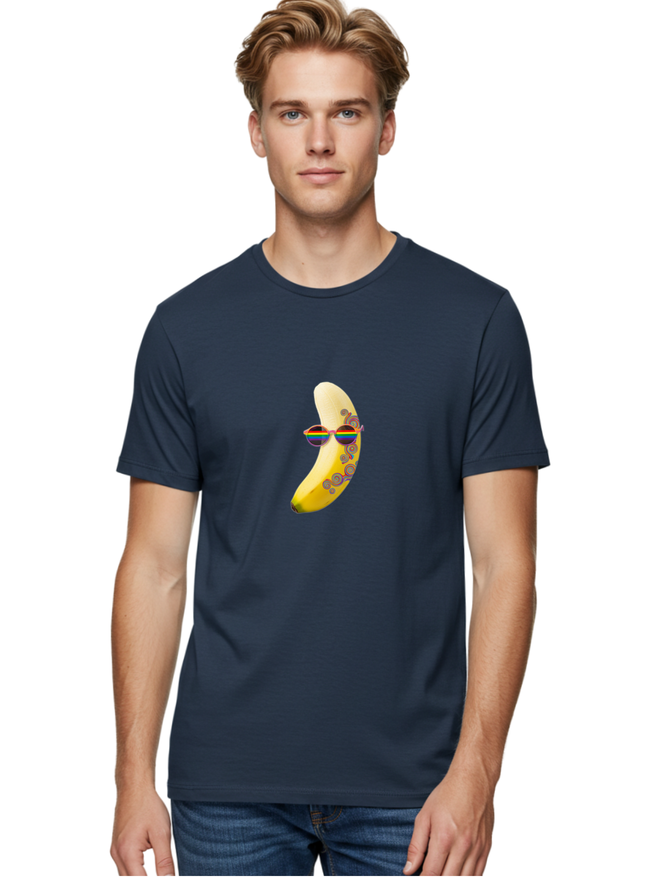 Rainbow-Sunglasses-Banana Men'S Graphic Tee, 100% Cotton, Comfortable Casual Summer Wear, Machine Washable, Vintage Camera, Old Camera, Antique Camera, Black Camera, Classic Photography, Photography Equipment, Nostalgic Device, Film Camera, Bal205