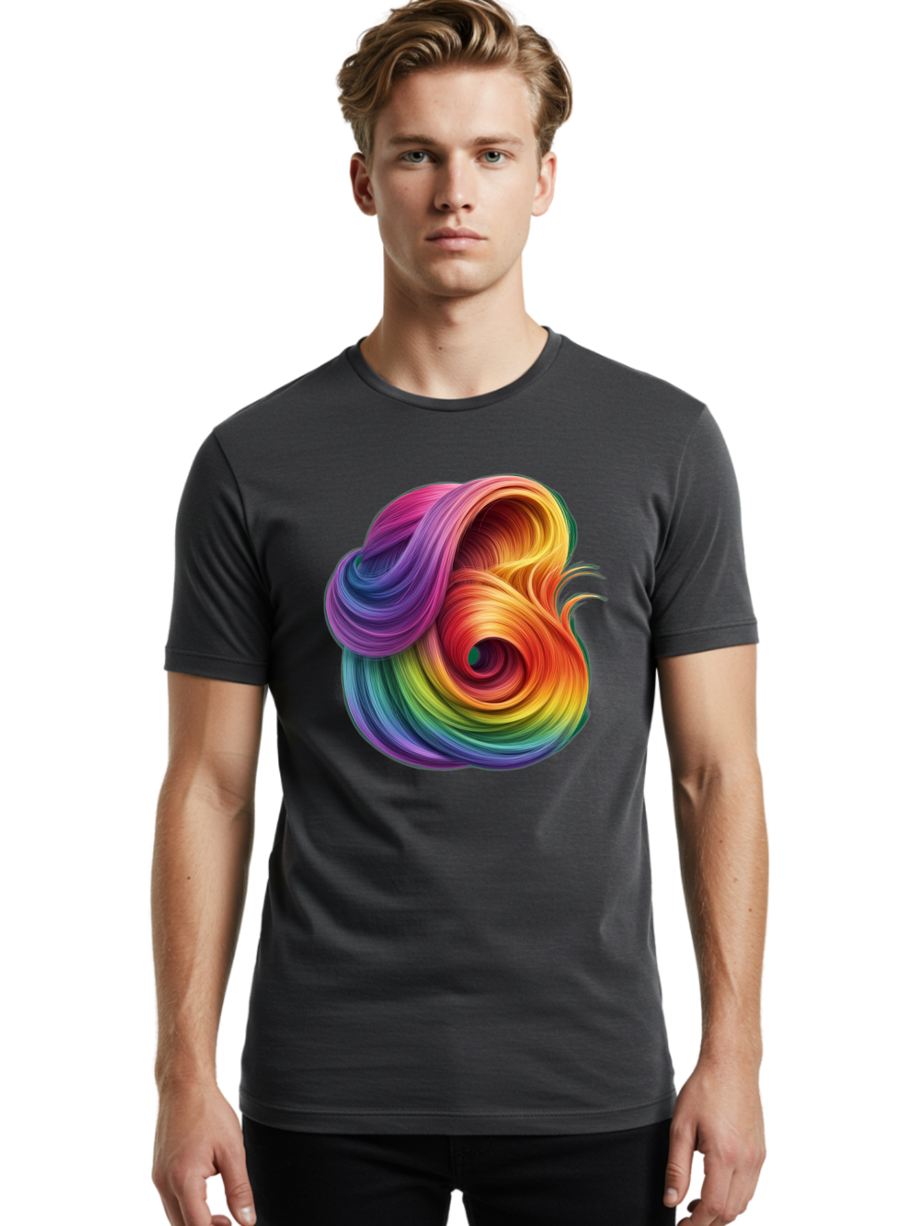 Rainbow-Swirl Men'S Graphic Tee, 100% Cotton, Comfortable Casual Summer Wear, Machine Washable, Vintage Camera, Old Camera, Antique Camera, Black Camera, Classic Photography, Photography Equipment, Nostalgic Device, Film Camera, Camera Art Bal206