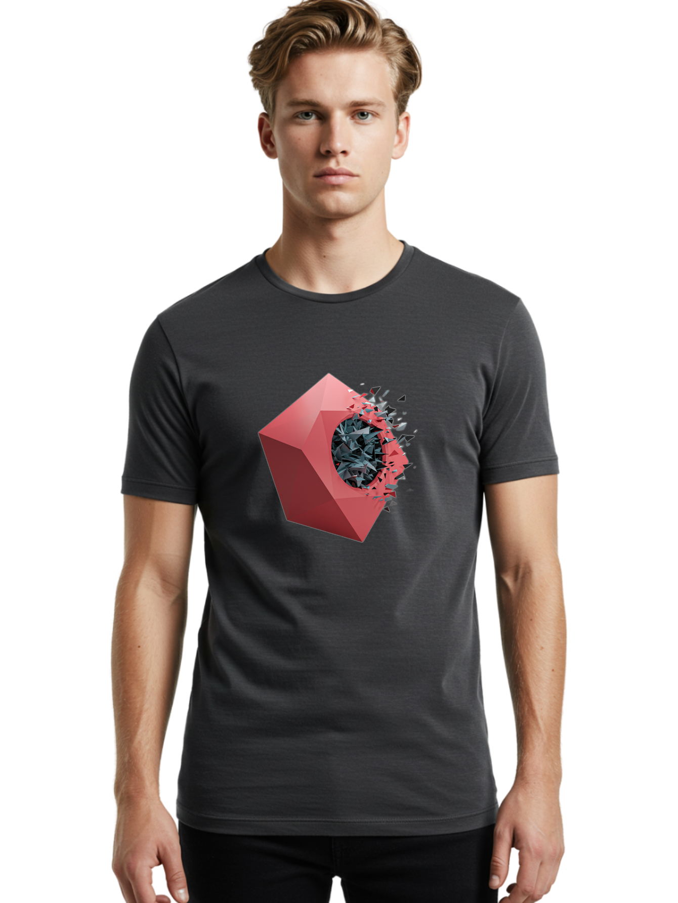 Red-Box-Shattering Men'S Graphic Tee, 100% Cotton, Comfortable Casual Summer Wear, Machine Washable, Vintage Camera, Old Camera, Antique Camera, Black Camera, Classic Photography, Photography Equipment, Nostalgic Device, Film Camera, Bal215