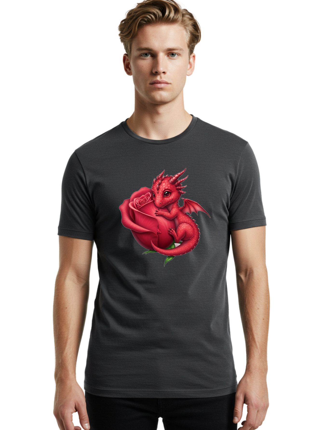 Red-Dragon-With-Rose Men'S Graphic Tee, 100% Cotton, Comfortable Casual Summer Wear, Machine Washable, Vintage Camera, Old Camera, Antique Camera, Black Camera, Classic Photography, Photography Equipment, Nostalgic Device, Film Camera, Bal216