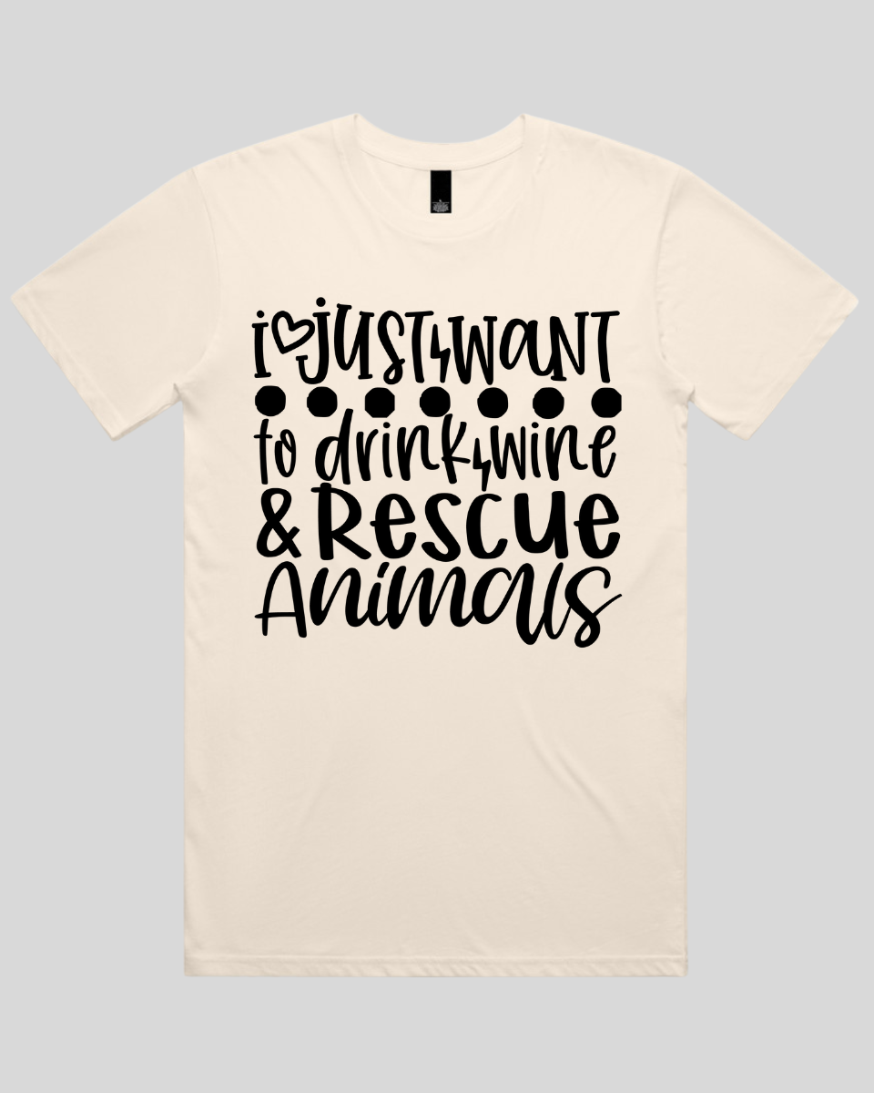 I just want to drink wine & rescue animals Men's T-Shirt